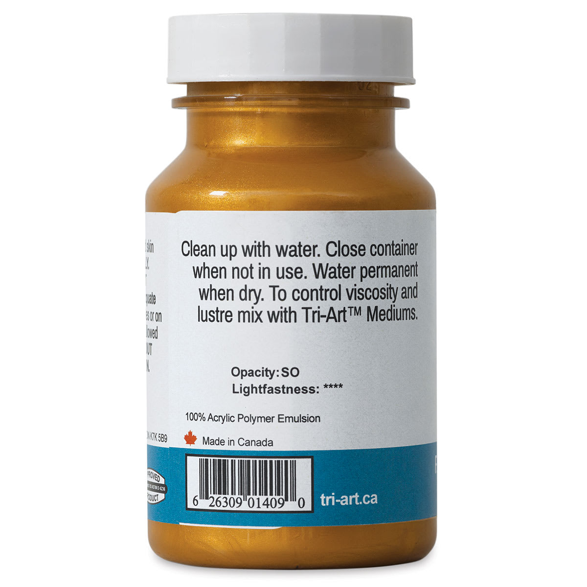 Tri-Art High Viscosity Artist Acrylic - Iridescent Gold Deep, 120 ml, back