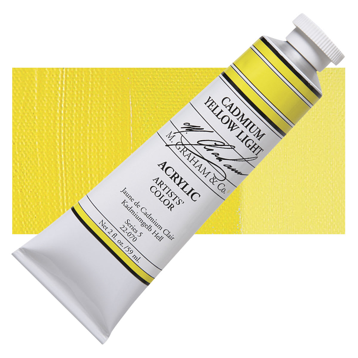 M. Graham Artists' Acrylic - Cadmium Yellow Light, 2 oz tube and swatch