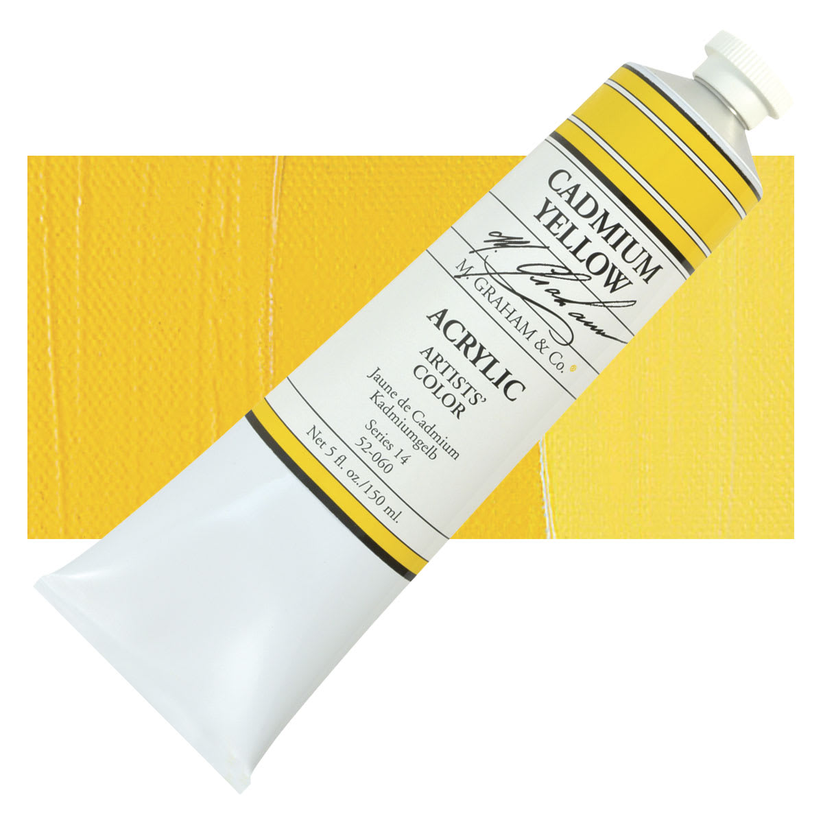 M. Graham Artists' Acrylic - Cadmium Yellow, 5 oz Tube and swatch