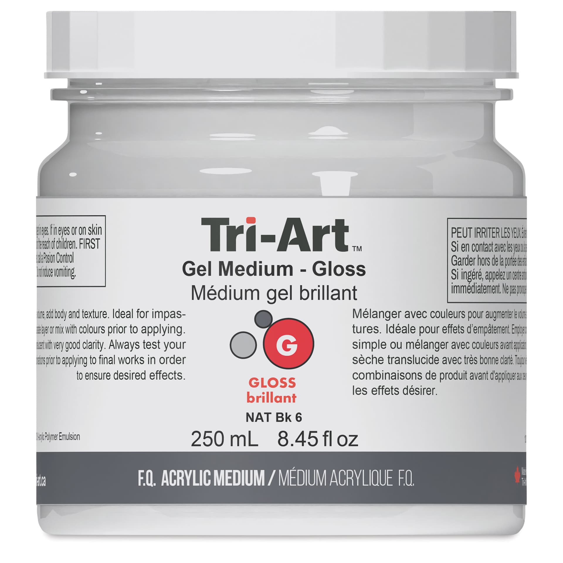Tri-Art Acrylic Gel Medium - Gloss, 250 ml jar