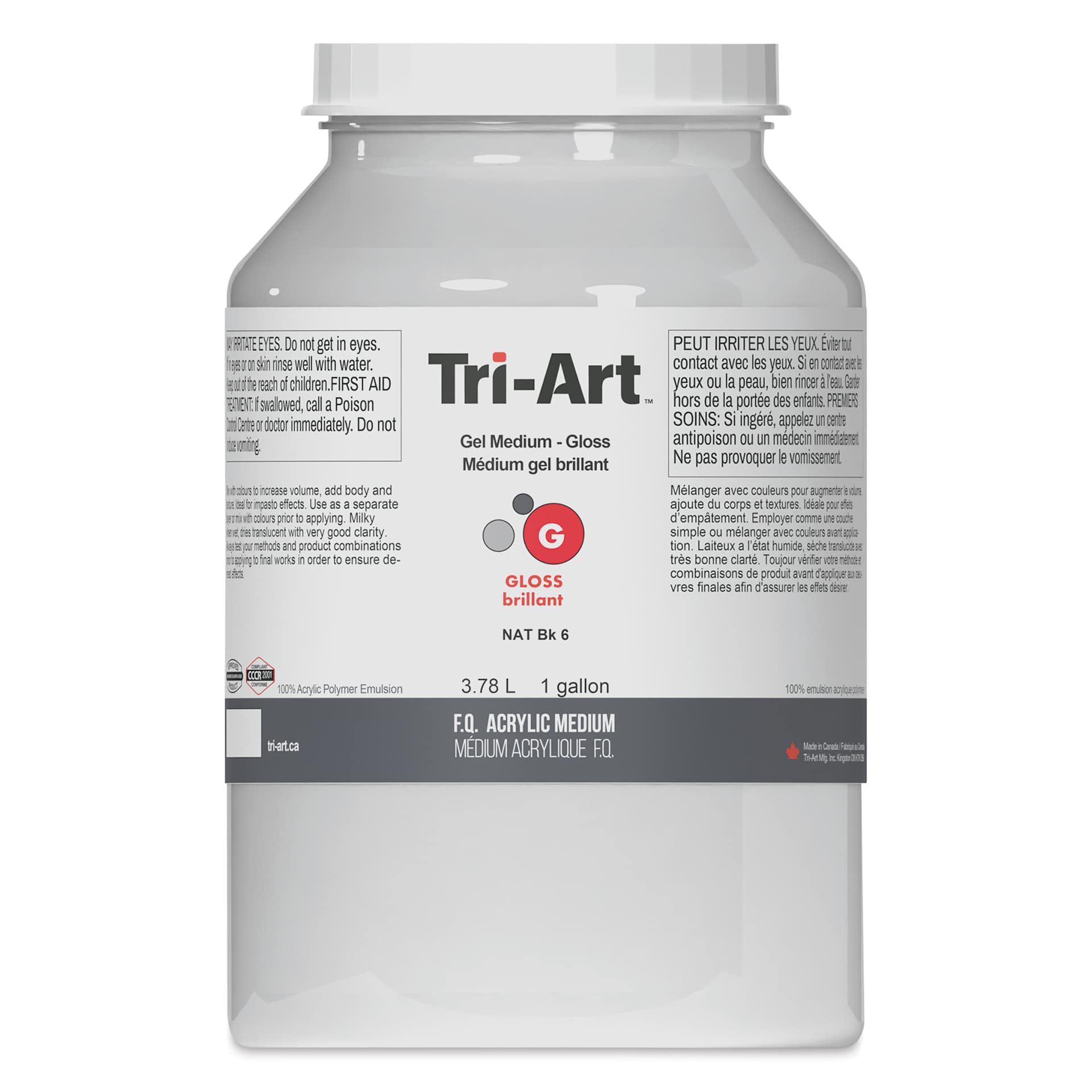 Tri-Art Acrylic Gel Medium - Gloss Gel, 3.78 L