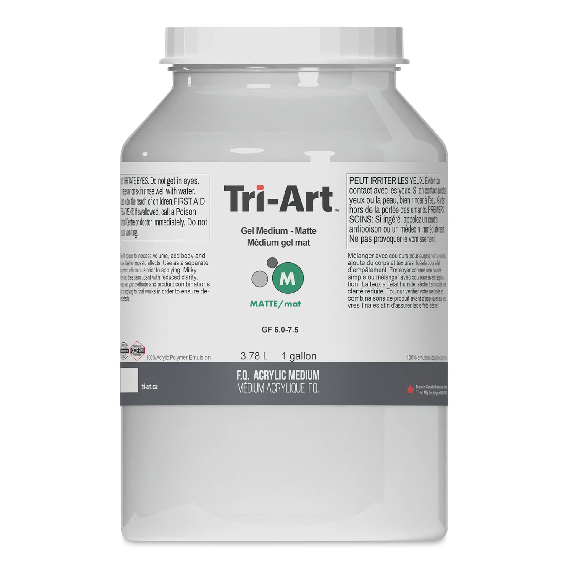 Tri-Art Acrylic Gel Medium - Matte, 3.78 L