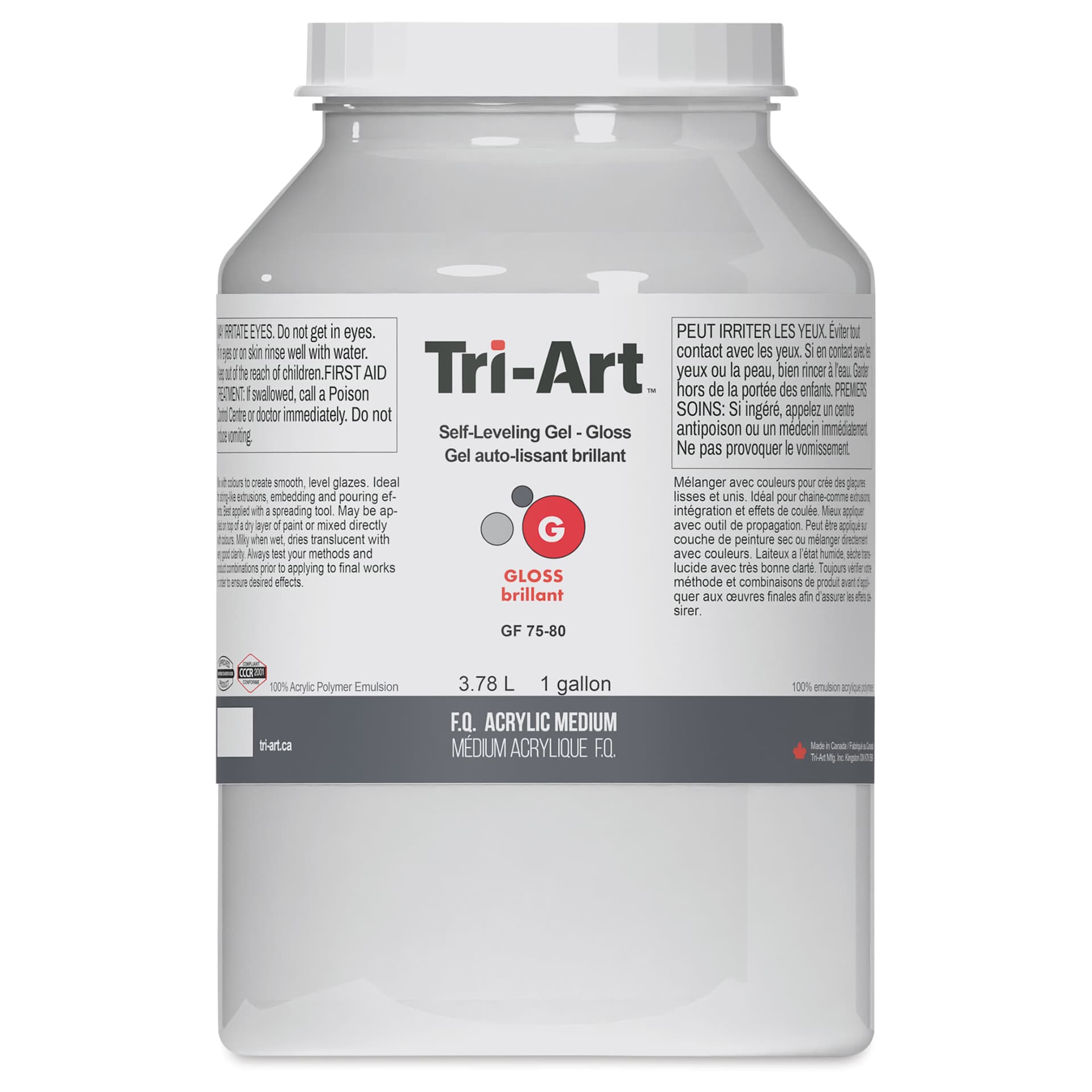 Tri-Art Finest Self-Leveling Gel Medium - Front of 3.78 L Jar
