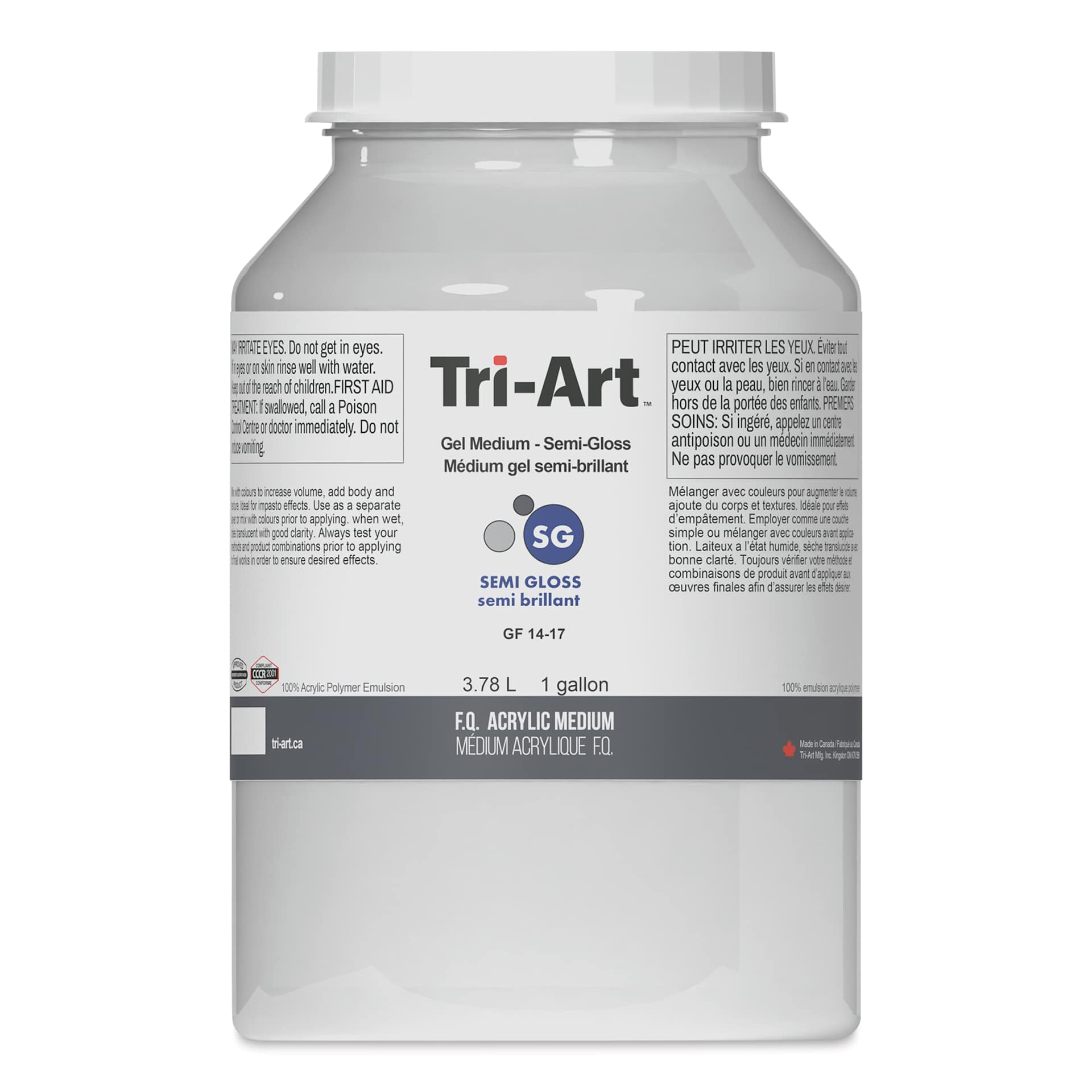 Tri-Art Acrylic Gel Medium - Semi-Gloss, 3.78 L