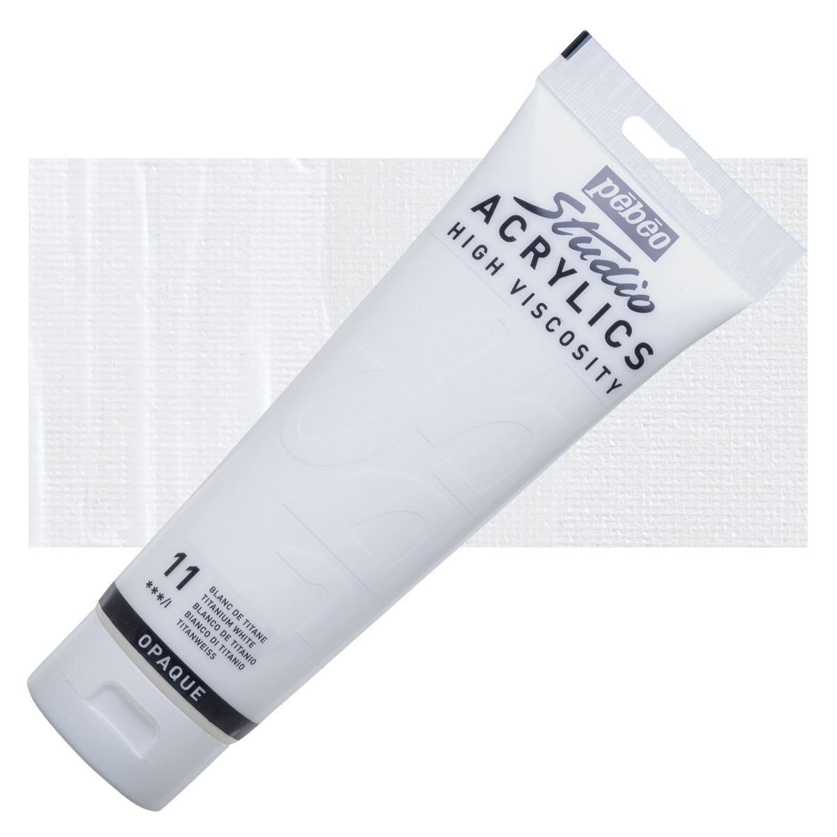 Pebeo High Viscosity Acrylic - Titanium White, 250 ml tube and swatch