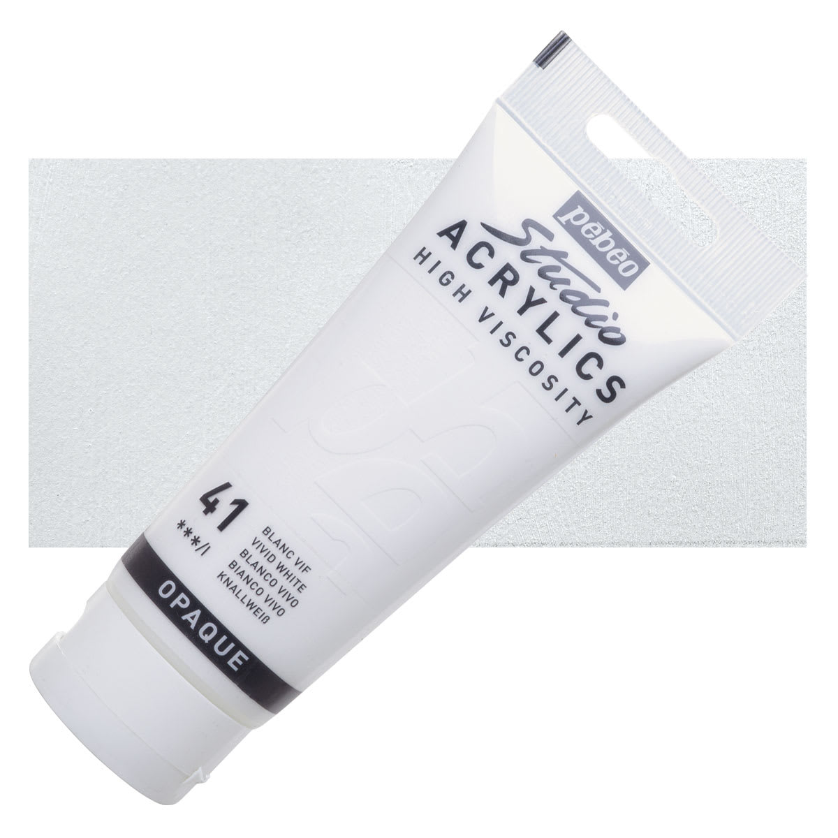 Pebeo High Viscosity Acrylic - Vivid White, 100 ml tube and swatch
