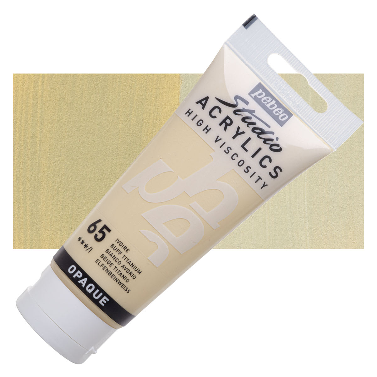 Pebeo High Viscosity Acrylic - Buff Titanium, 100 ml tube and swatch
