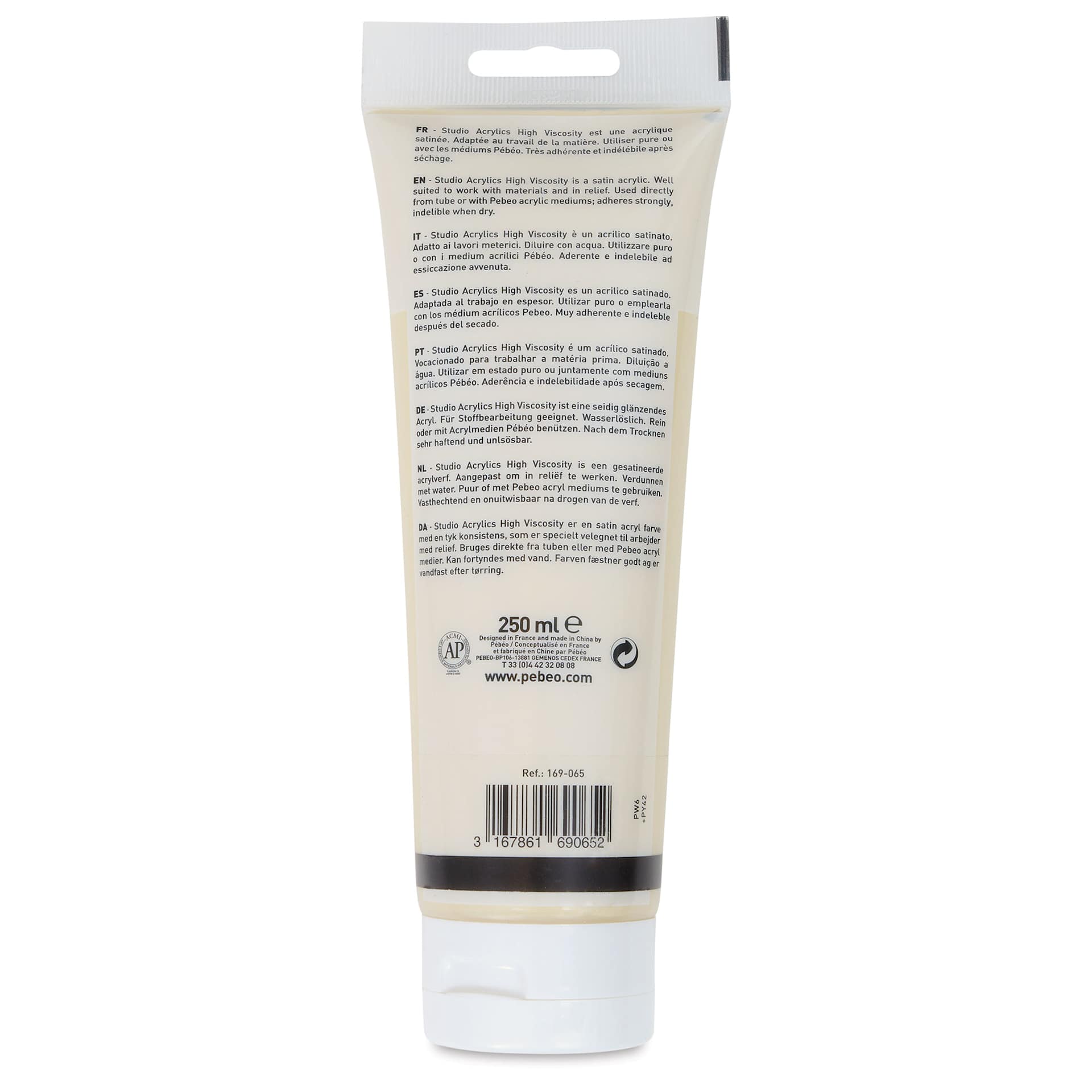 Pebeo High Viscosity Acrylics - Buff Titanium, 250 ml tube back