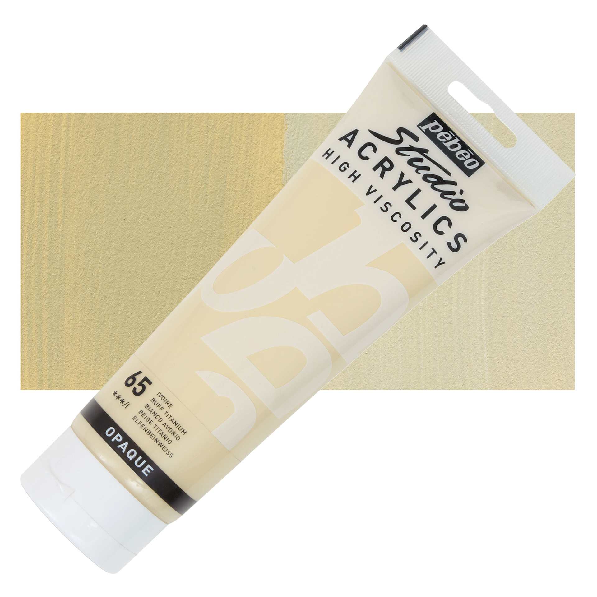 Pebeo High Viscosity Acrylics - Buff Titanium, 250 ml tube and swatch