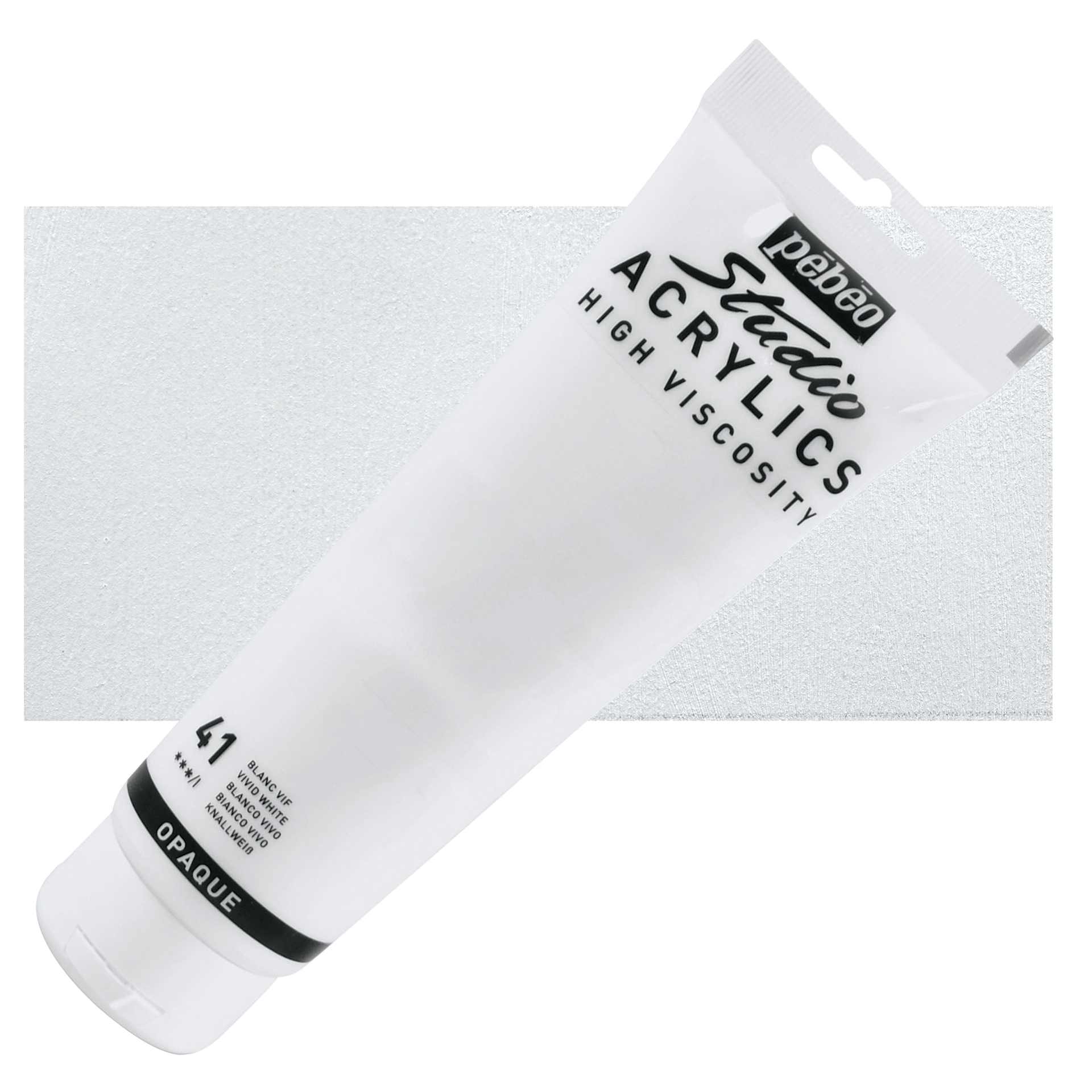 Pebeo High Viscosity Acrylic - Vivid White, 250 ml, Tube and swatch