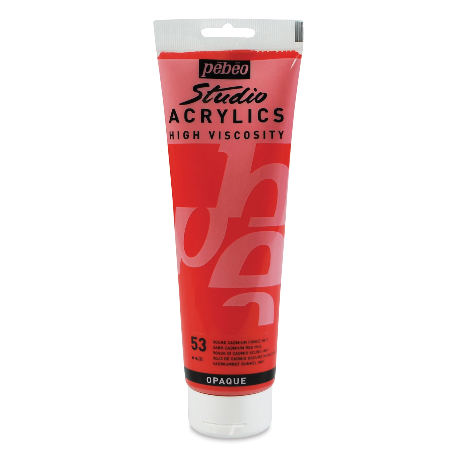 Pebeo High Viscosity Acrylics - Dark Cadmium Red Hue, 250 ml, Tube (Front)