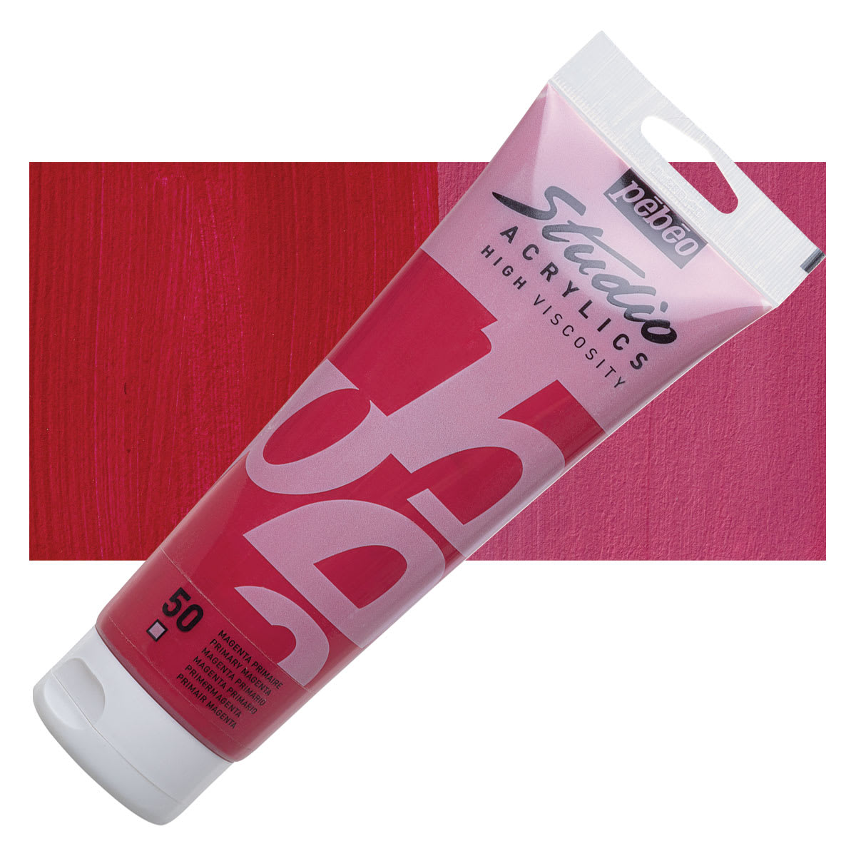 Pebeo High Viscosity Acrylic - Primary Magenta, 250 ml tube and swatch