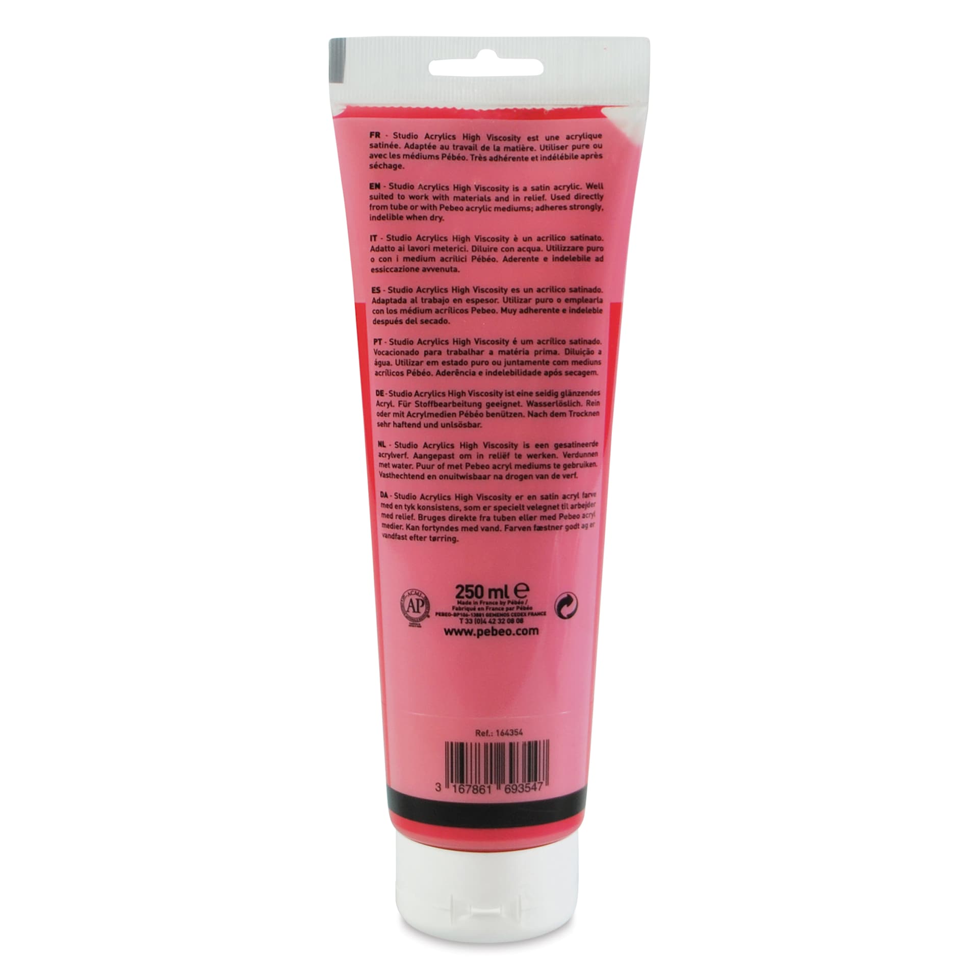 Pebeo High Viscosity Acrylics - Iridescent Red/Blue, 250 ml, Tube (Back)