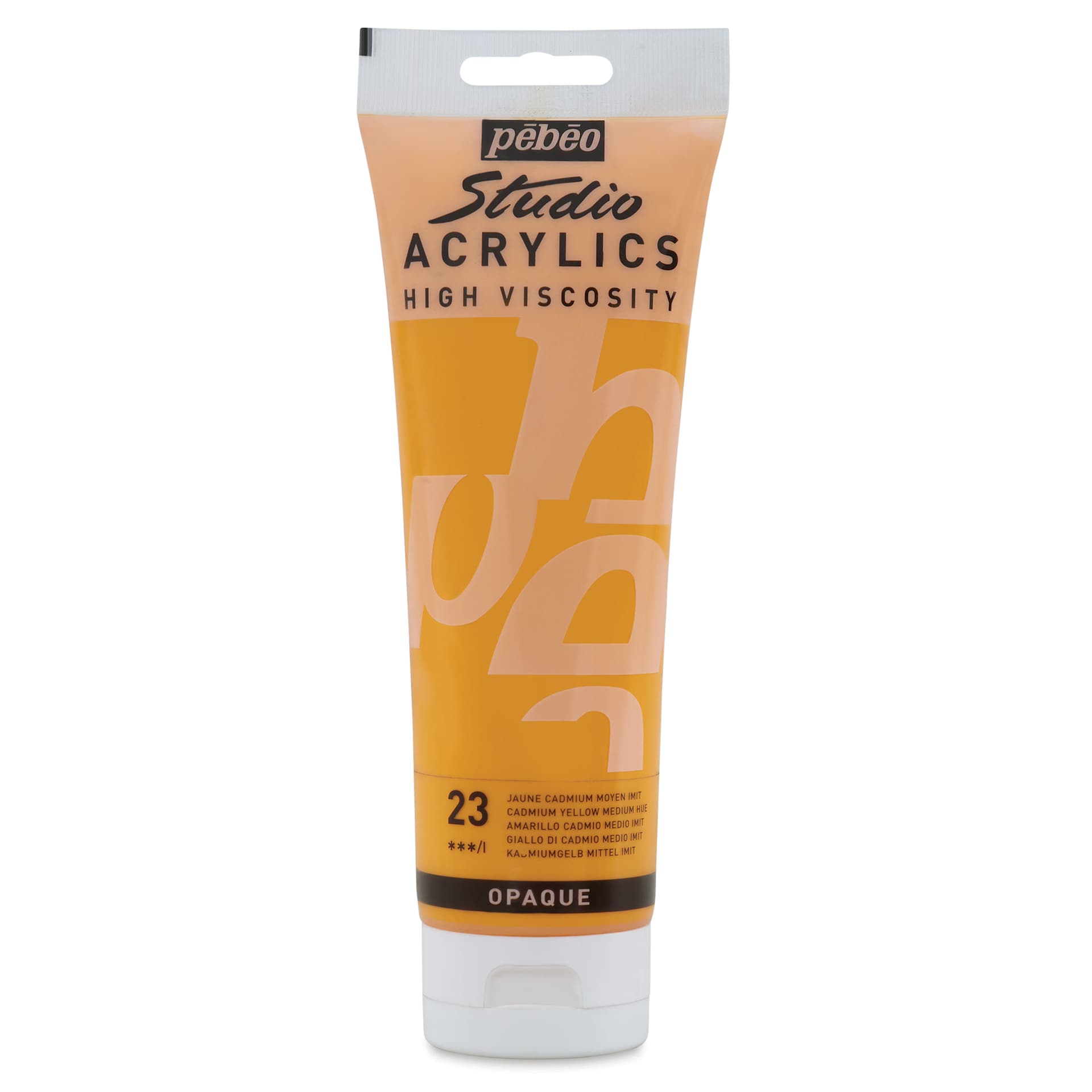 Pebeo High Viscosity Acrylics - Cadmium Yellow Medium Hue, 250 ml Tube