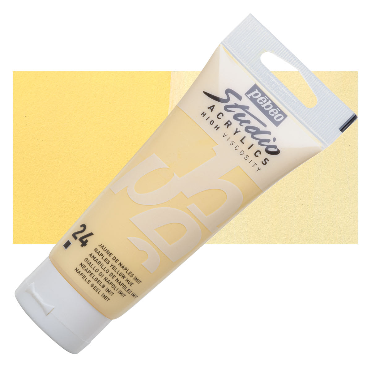 Pebeo High Viscosity Acrylic - Naples Yellow Hue, 100 ml tube and swatch