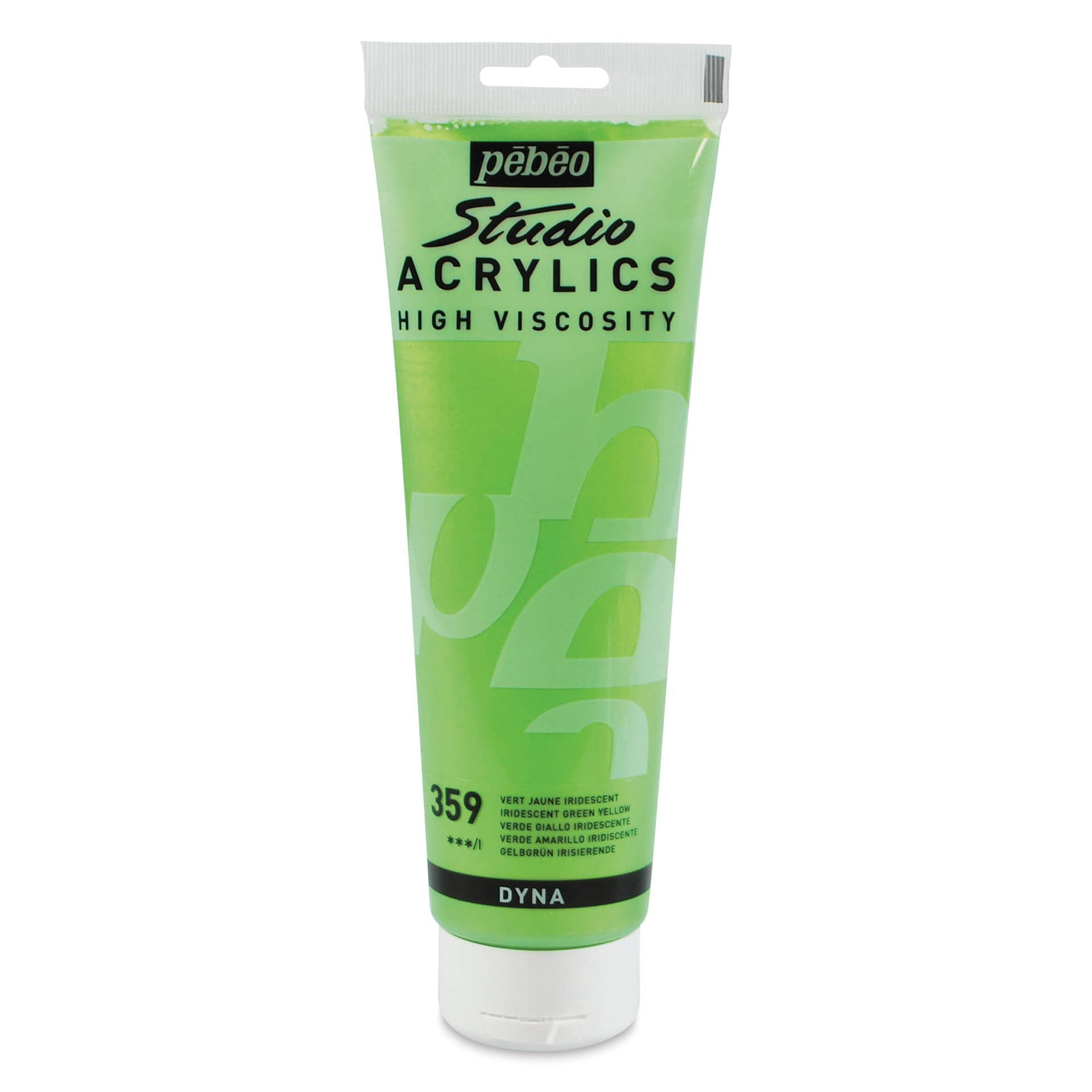 Pebeo High Viscosity Acrylics - Iridescent Green/Yellow, 250 ml, Tube (Front)