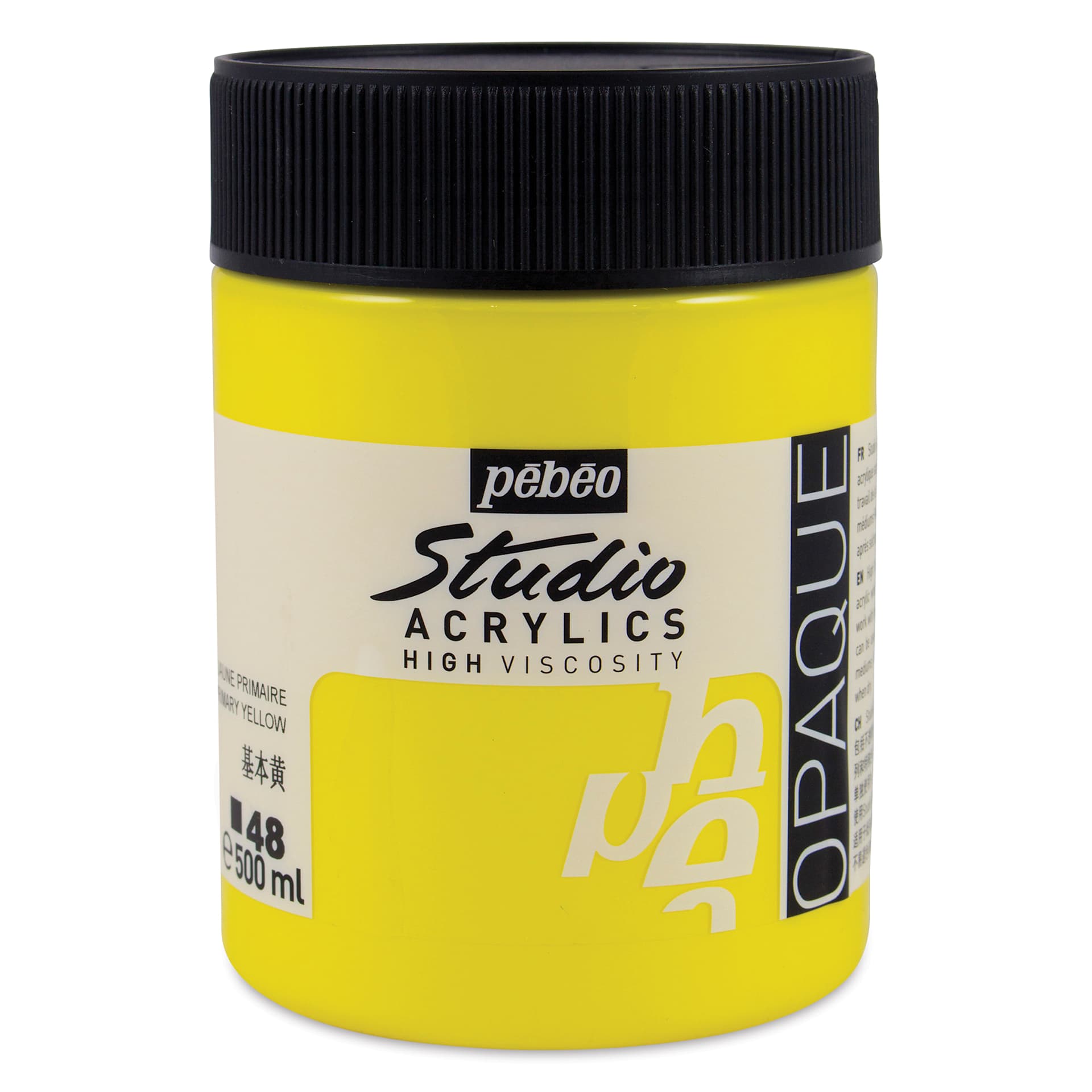 Pebeo High Viscosity Acrylics - Opaque Primary Yellow, 500 ml, Jar (Front)