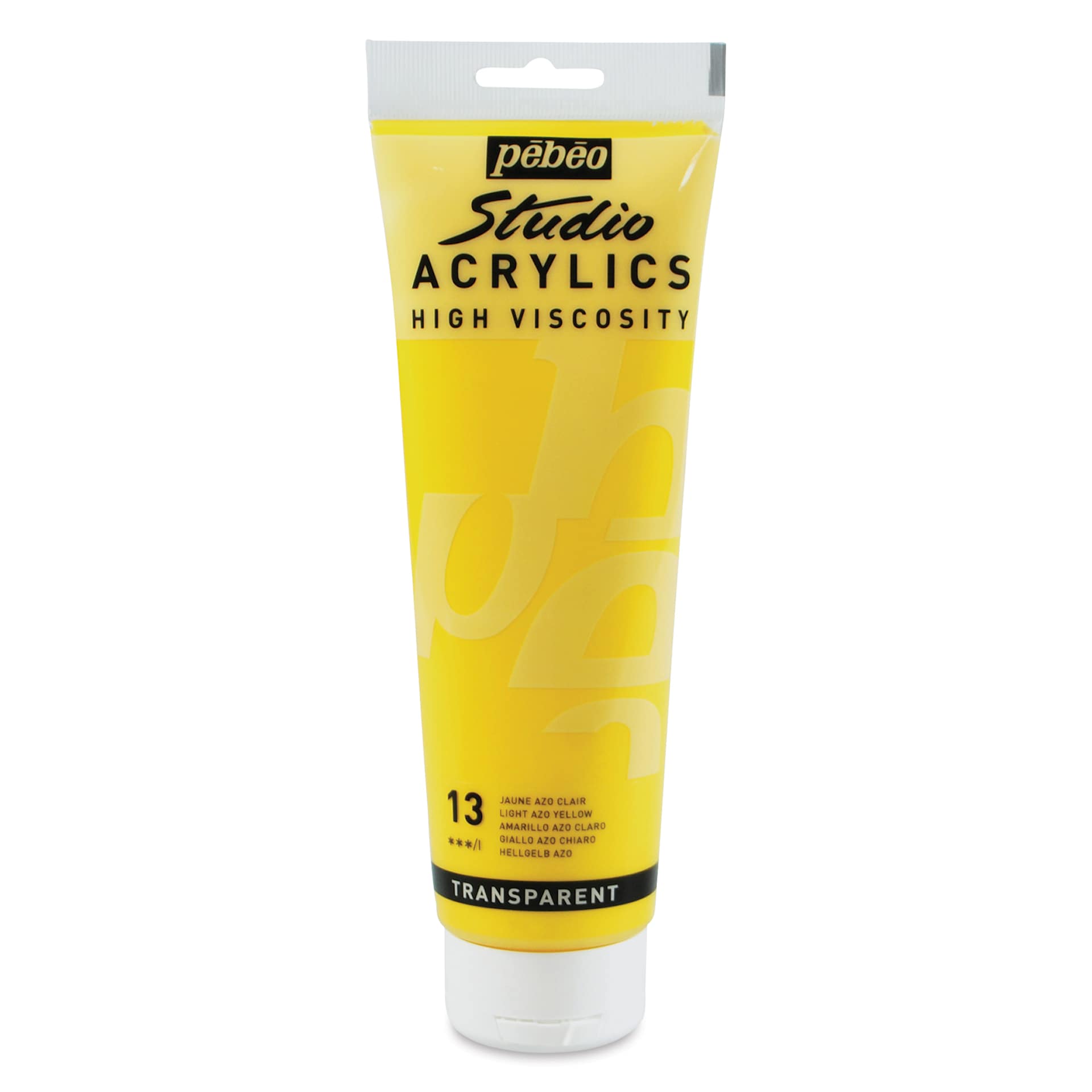 Pebeo High Viscosity Acrylics - Light Azo Yellow, 250 ml, Tube (Front)