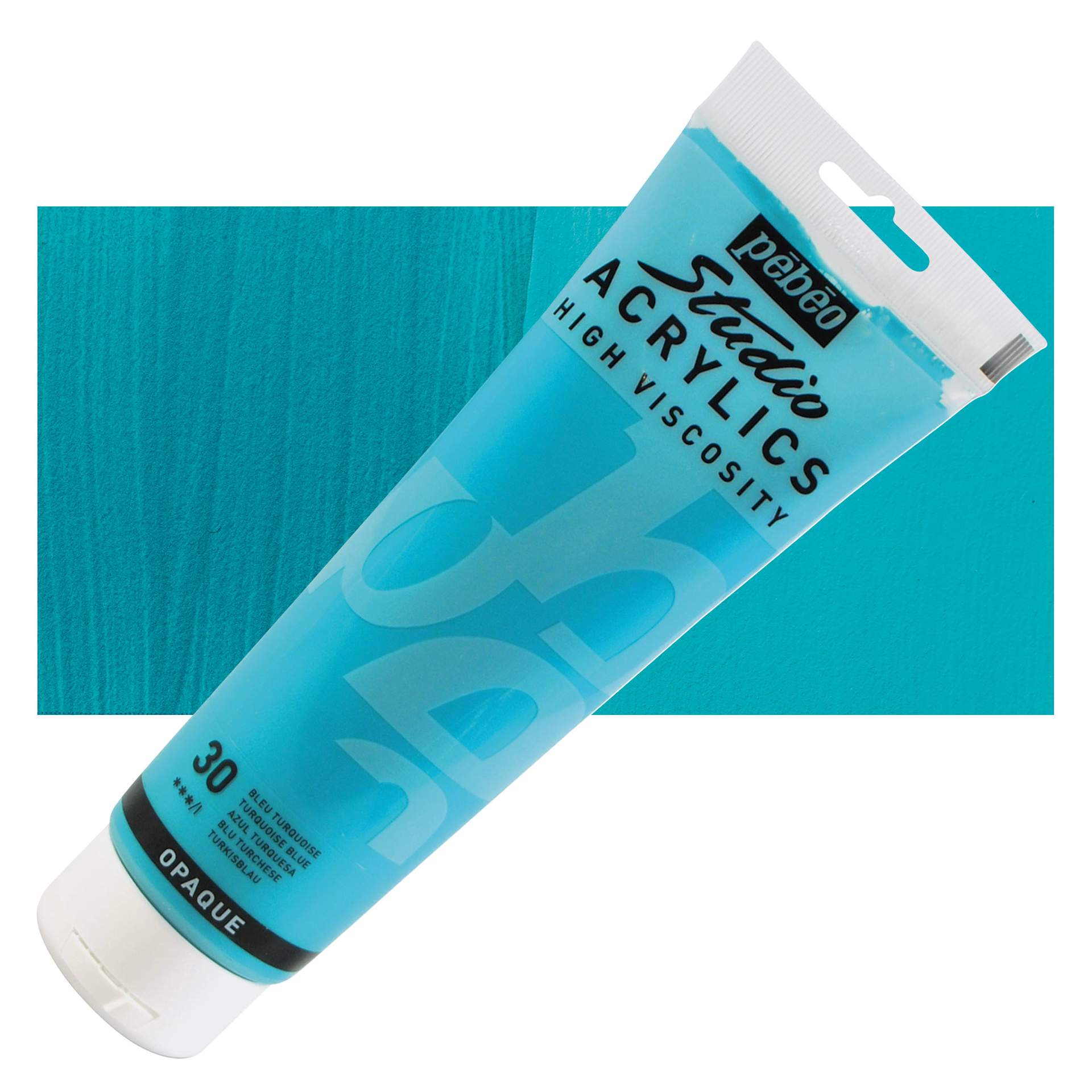 Pebeo High Viscosity Acrylic - Turquoise Blue, 250 ml, Tube and swatch