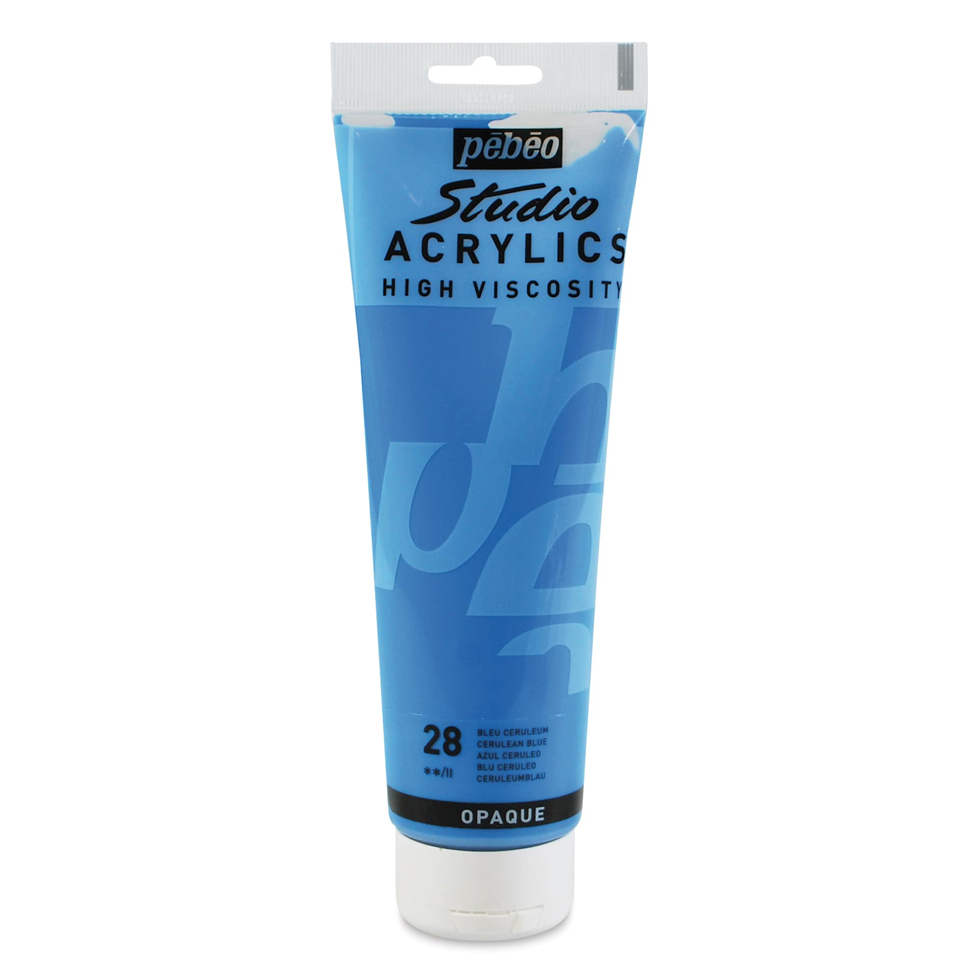Pebeo High Viscosity Acrylics - Cerulean Blue, 250 ml, Tube (Front)