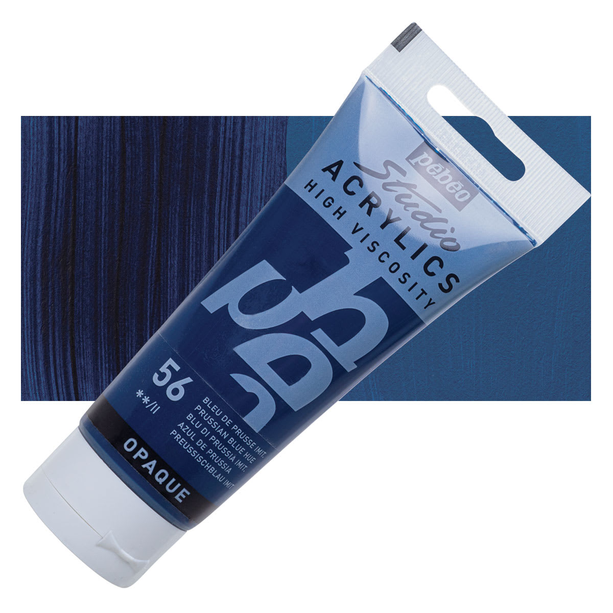 Pebeo High Viscosity Acrylic - Prussian Blue Hue, 100 ml tube and swatch