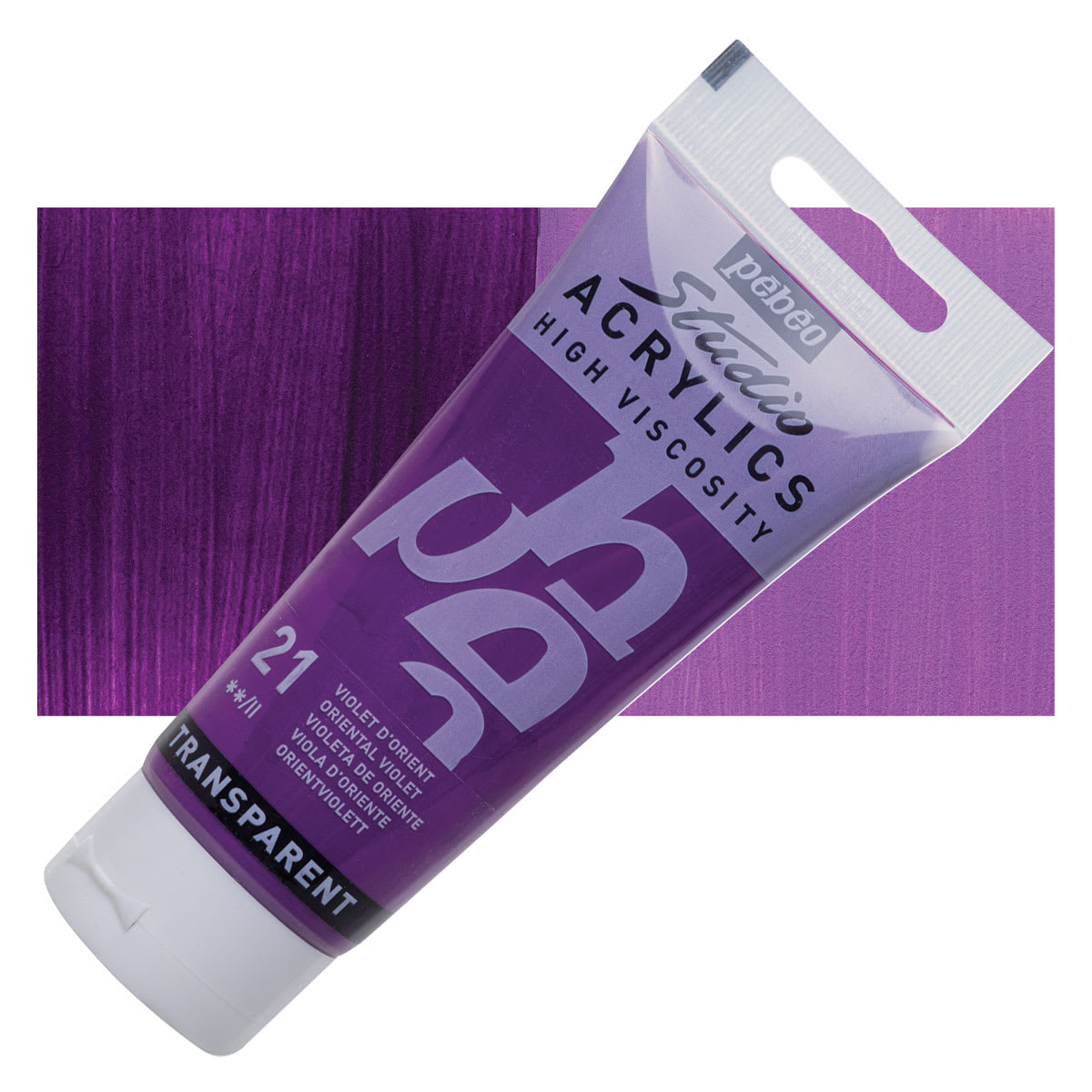 Pebeo High Viscosity Acrylic - Oriental Violet, 100 ml, Swatch with Tube