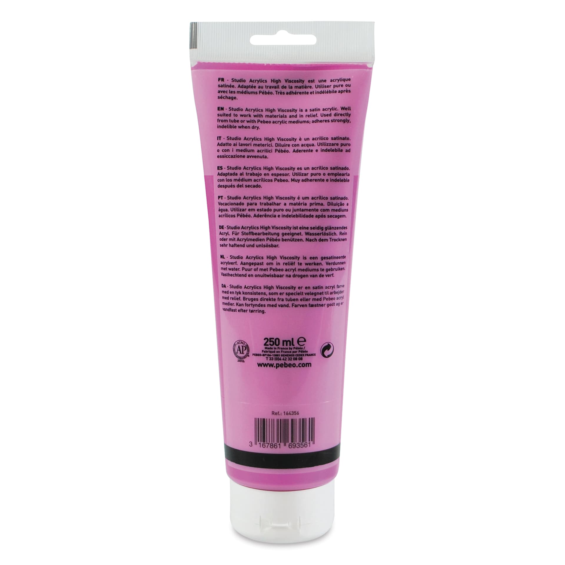 Pebeo High Viscosity Acrylics - Iridescent Violet/Blue, 250 ml, Tube (Back)