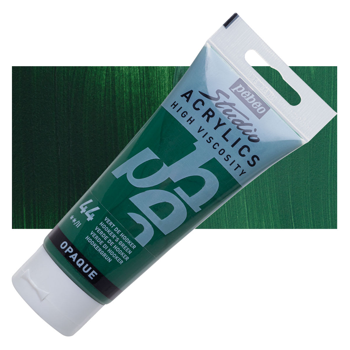Pebeo High Viscosity Acrylic - Hooker's Green, 100 ml tube and swatch