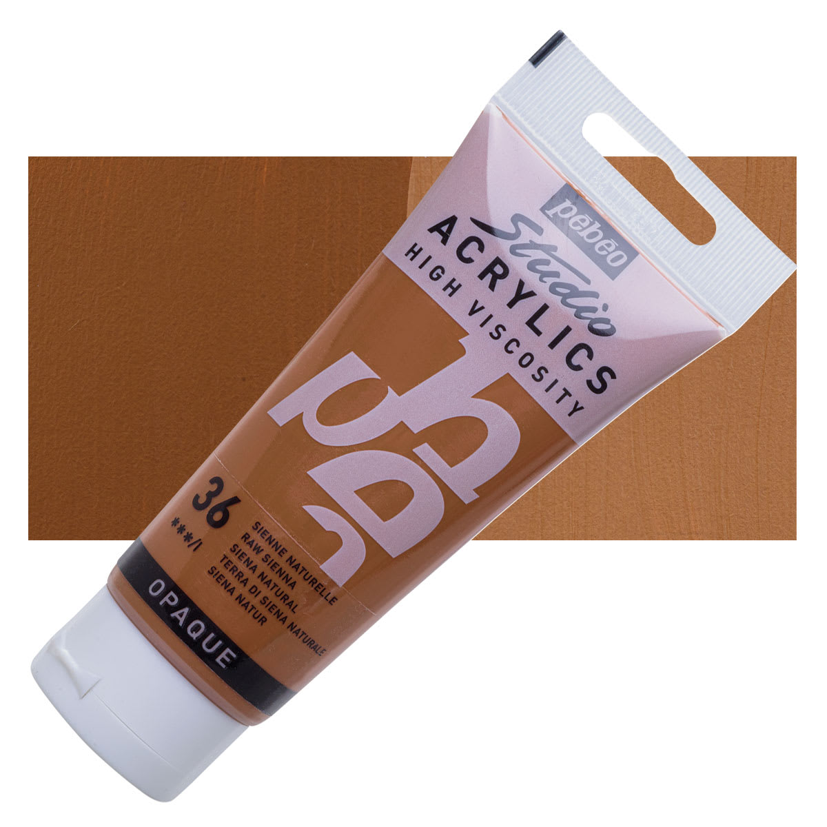 Pebeo High Viscosity Acrylic - Raw Sienna, 100 ml tube and swatch