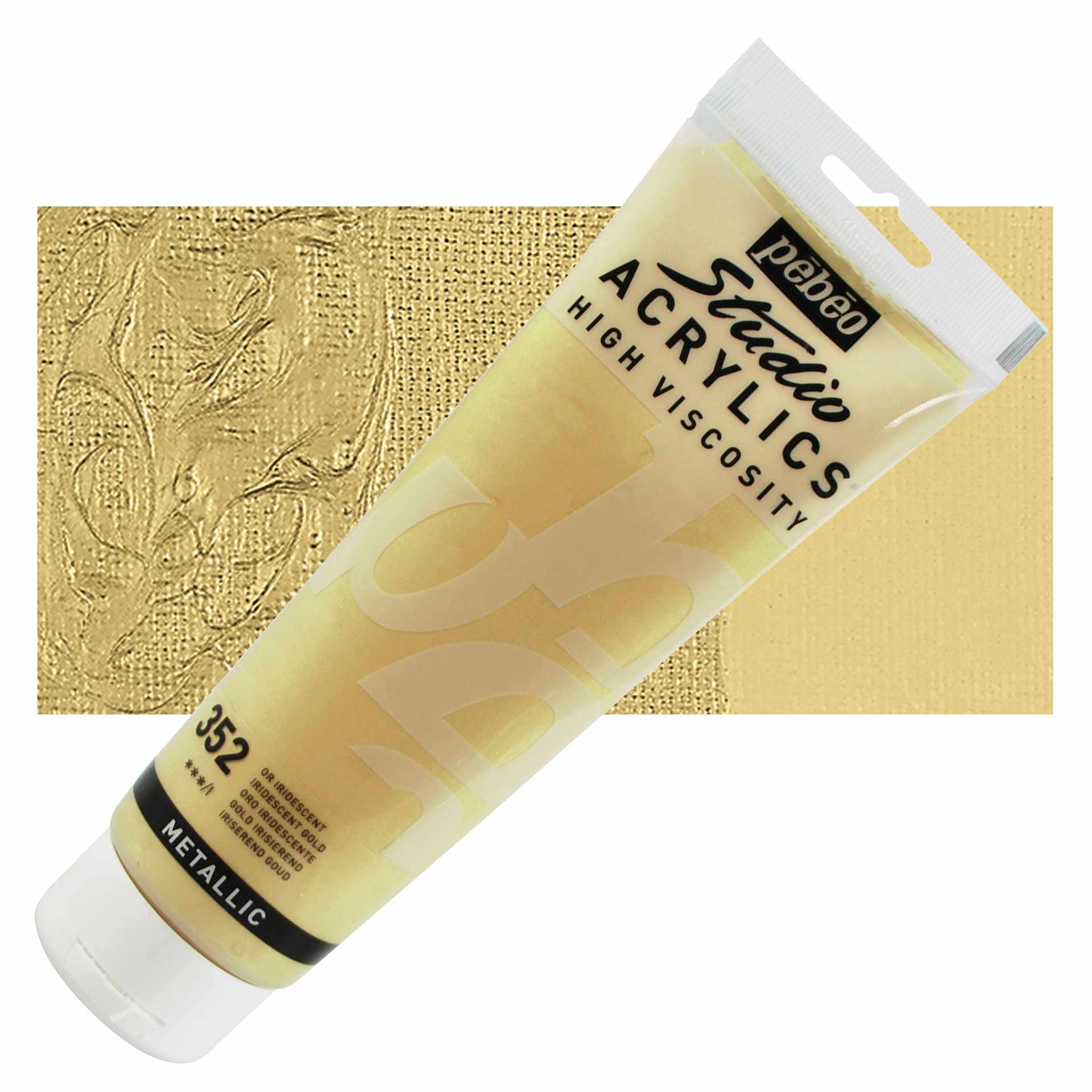 Pebeo High Viscosity Acrylic - Gold, 250 ml, Tube and swatch