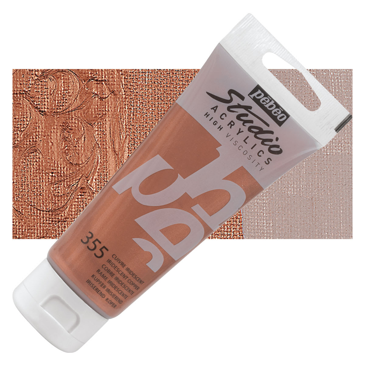 Pebeo High Viscosity Acrylic - Iridescent Copper, 100 ml tube and swatch