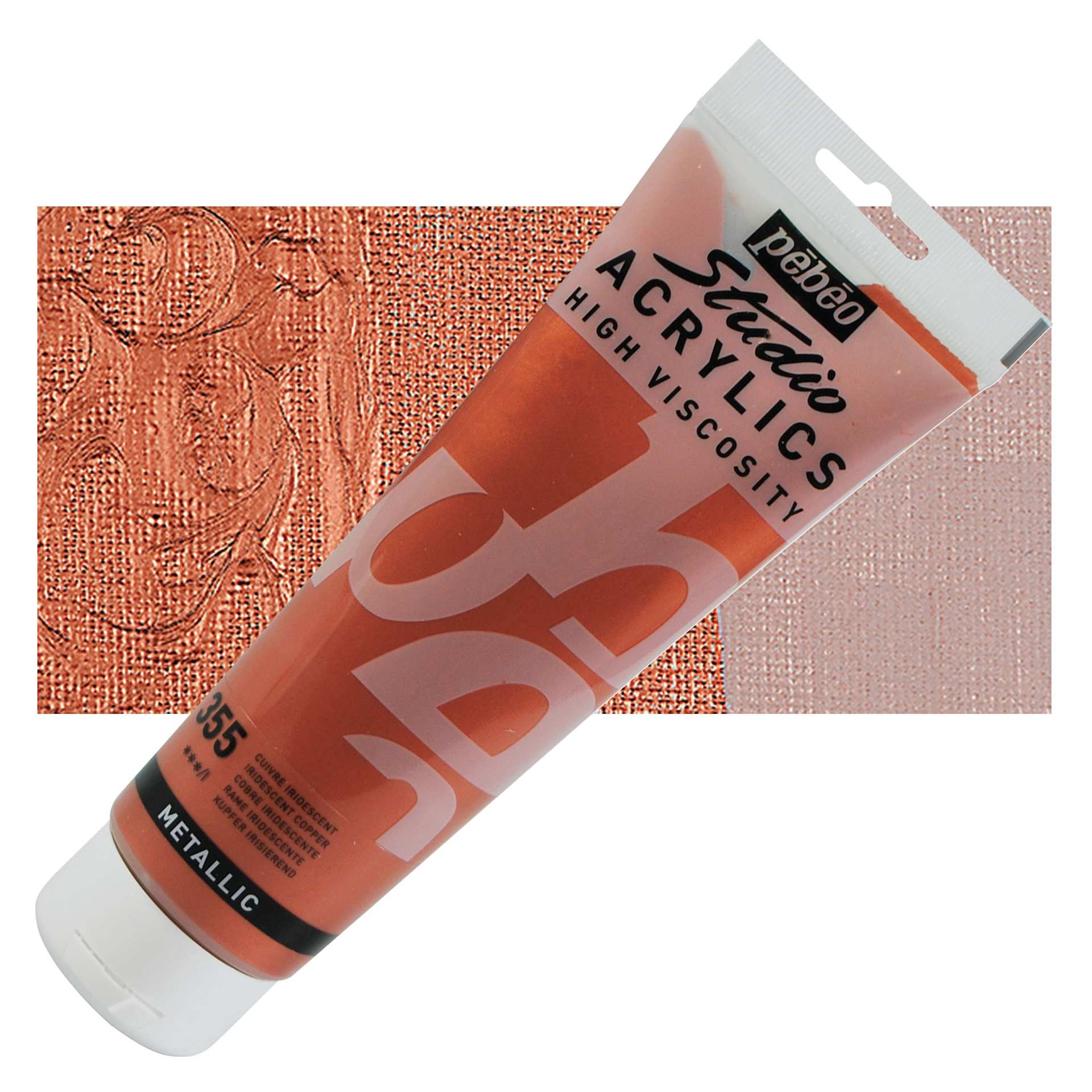 Pebeo High Viscosity Acrylic - Copper, 250 ml, Tube and swatch