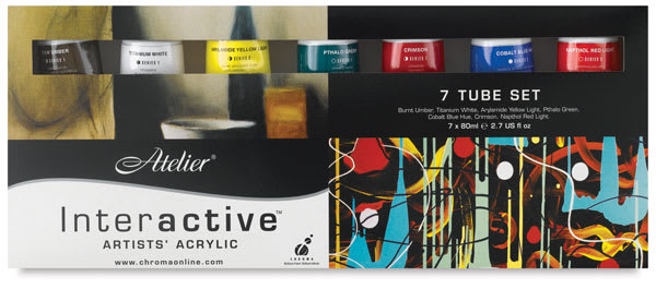 Chroma Atelier Interactive Artists' Acrylics - Assorted Colors, Set of 7