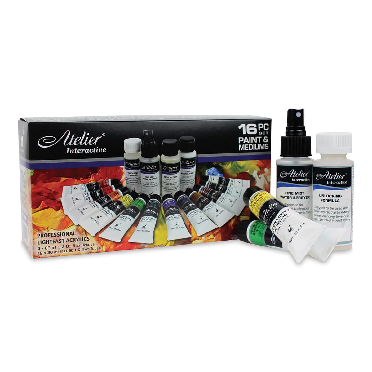 Chroma Atelier Interactive Artists' Acrylics - Acrylics & Mediums Set with some components shown