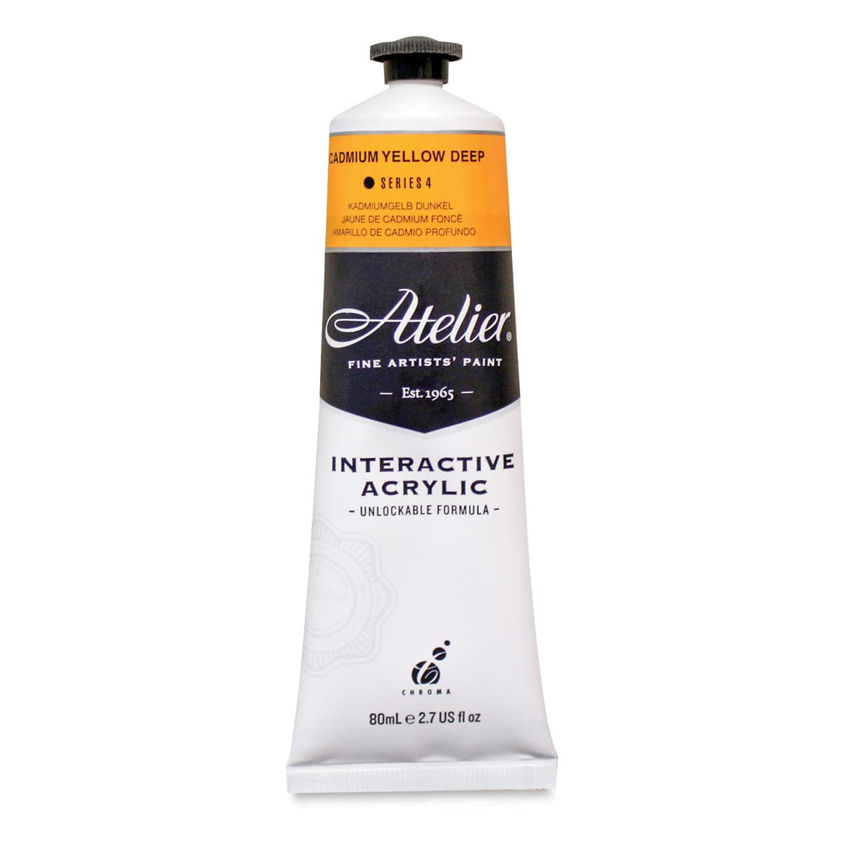 Chroma Atelier Interactive Artists' Acrylics - Cadmium Yellow Deep, 80 ml tube