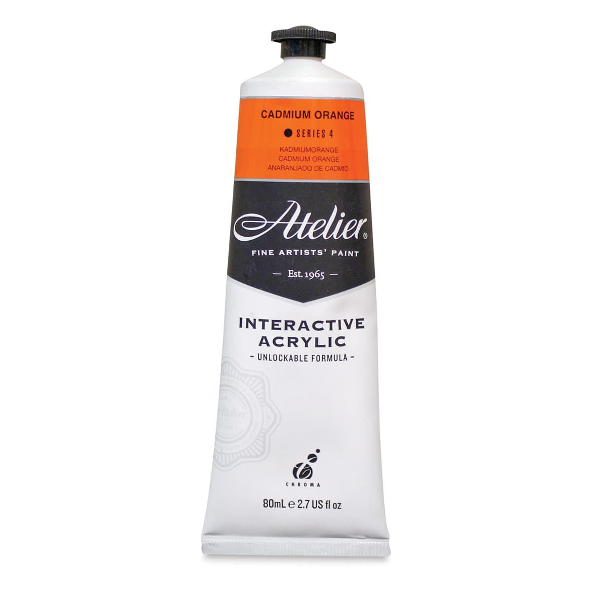 Chroma Atelier Interactive Artists' Acrylics - Cadmium Orange, 80 ml tube