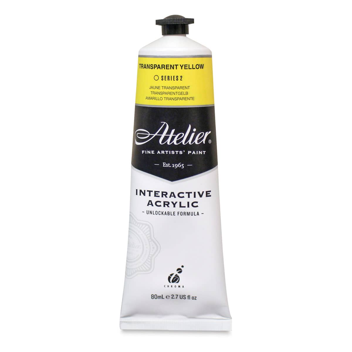 Chroma Atelier Interactive Artists' Acrylics - Transparent Yellow, 80 ml tube