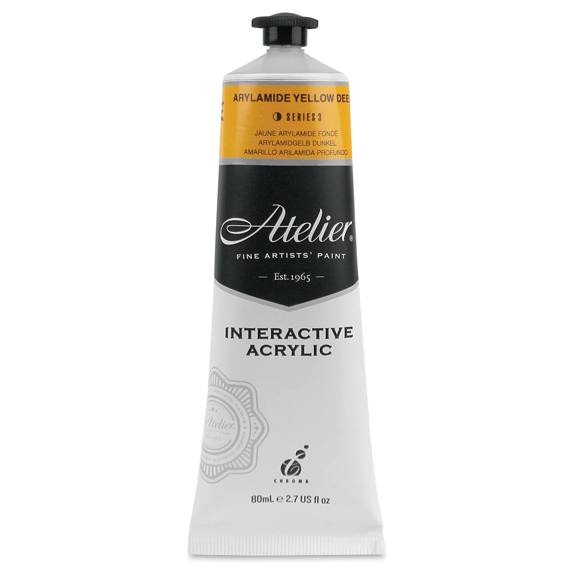 Chroma Atelier Interactive Artists' Acrylics - Arylamide Yellow Deep, 80 ml tube