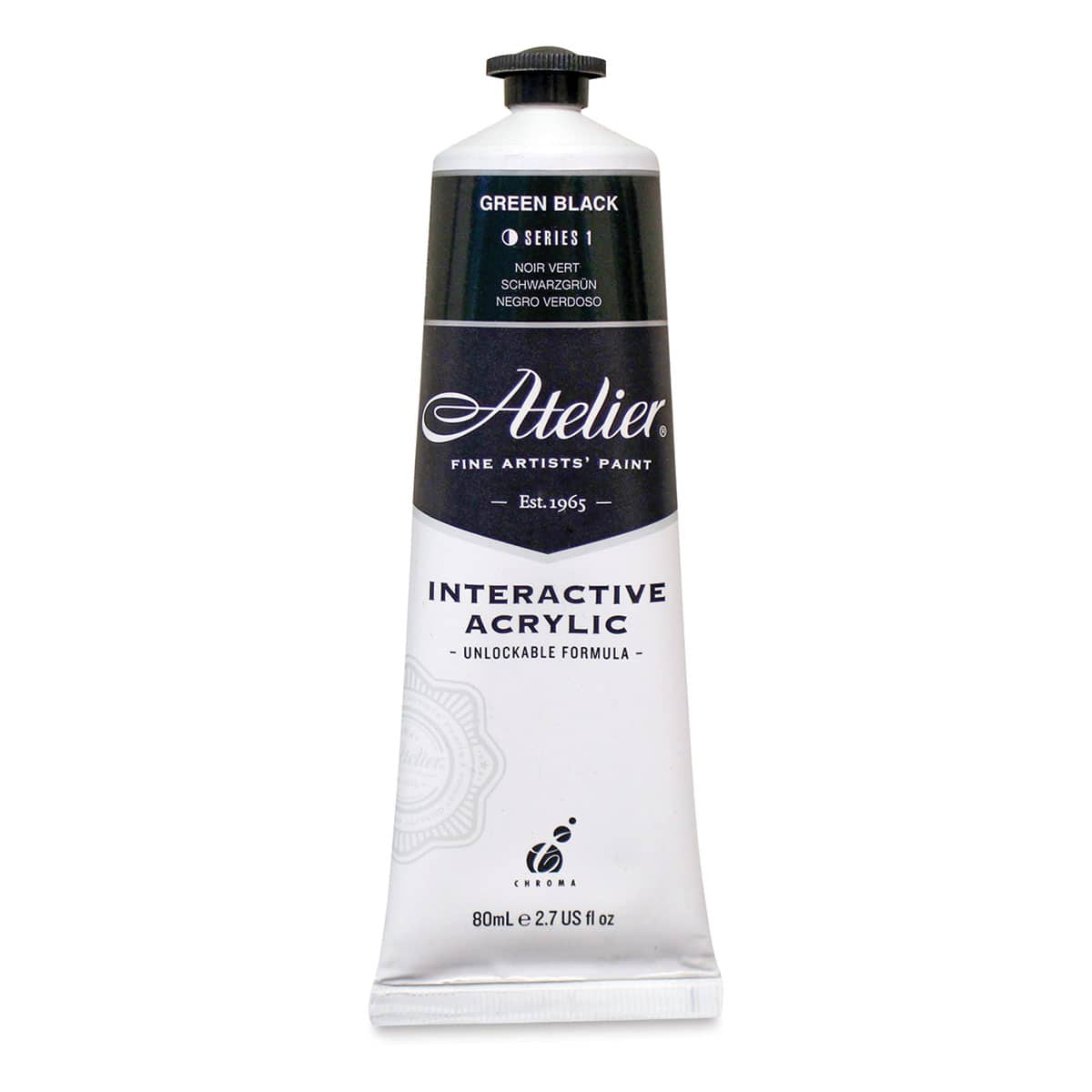 Chroma Atelier Interactive Artists' Acrylics - Green Black, 80 ml tube