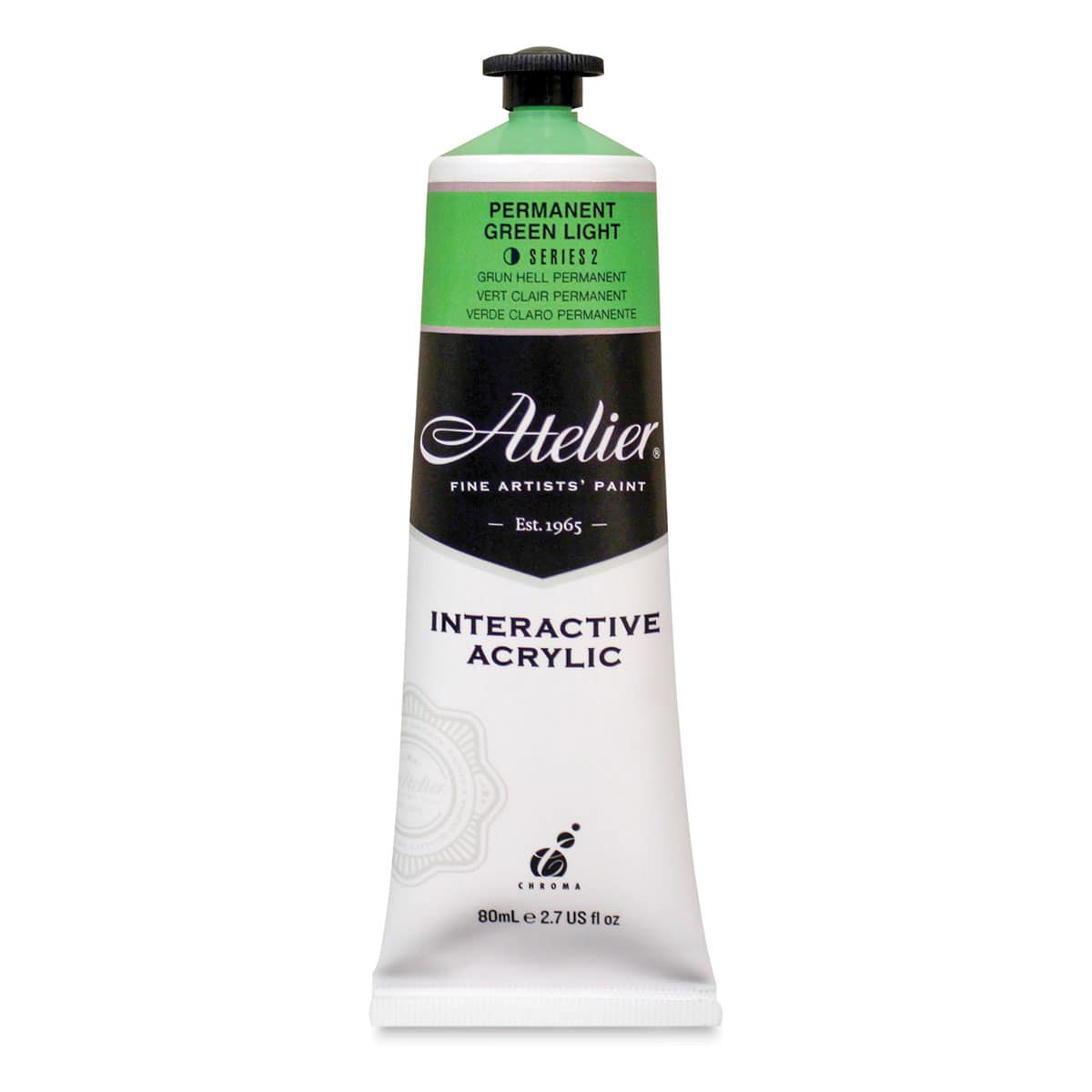 Chroma Atelier Interactive Artists' Acrylics - Permanent Green Light, 80 ml tube