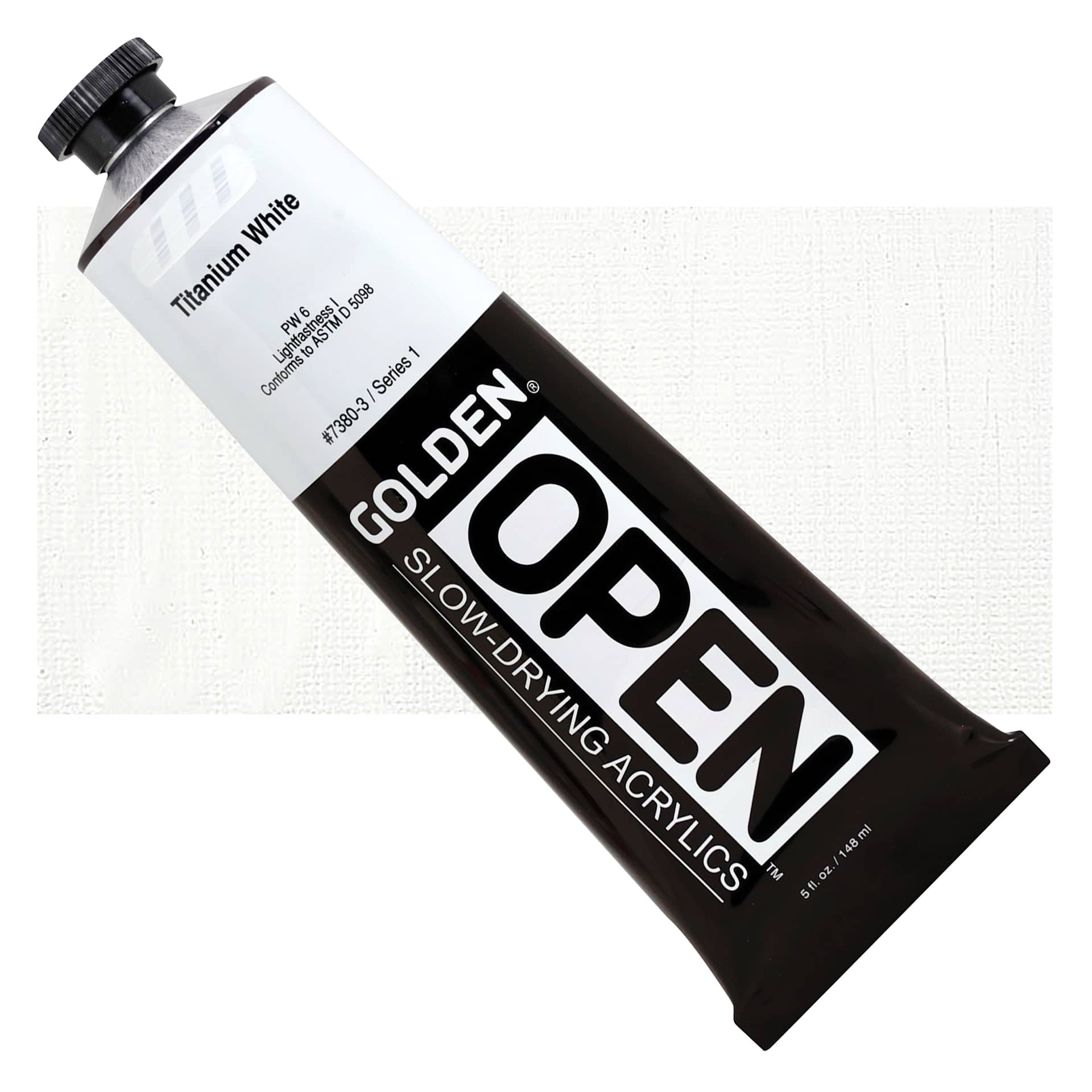 Golden Open Acrylic - Titanium White, 5 oz Tube and swatch