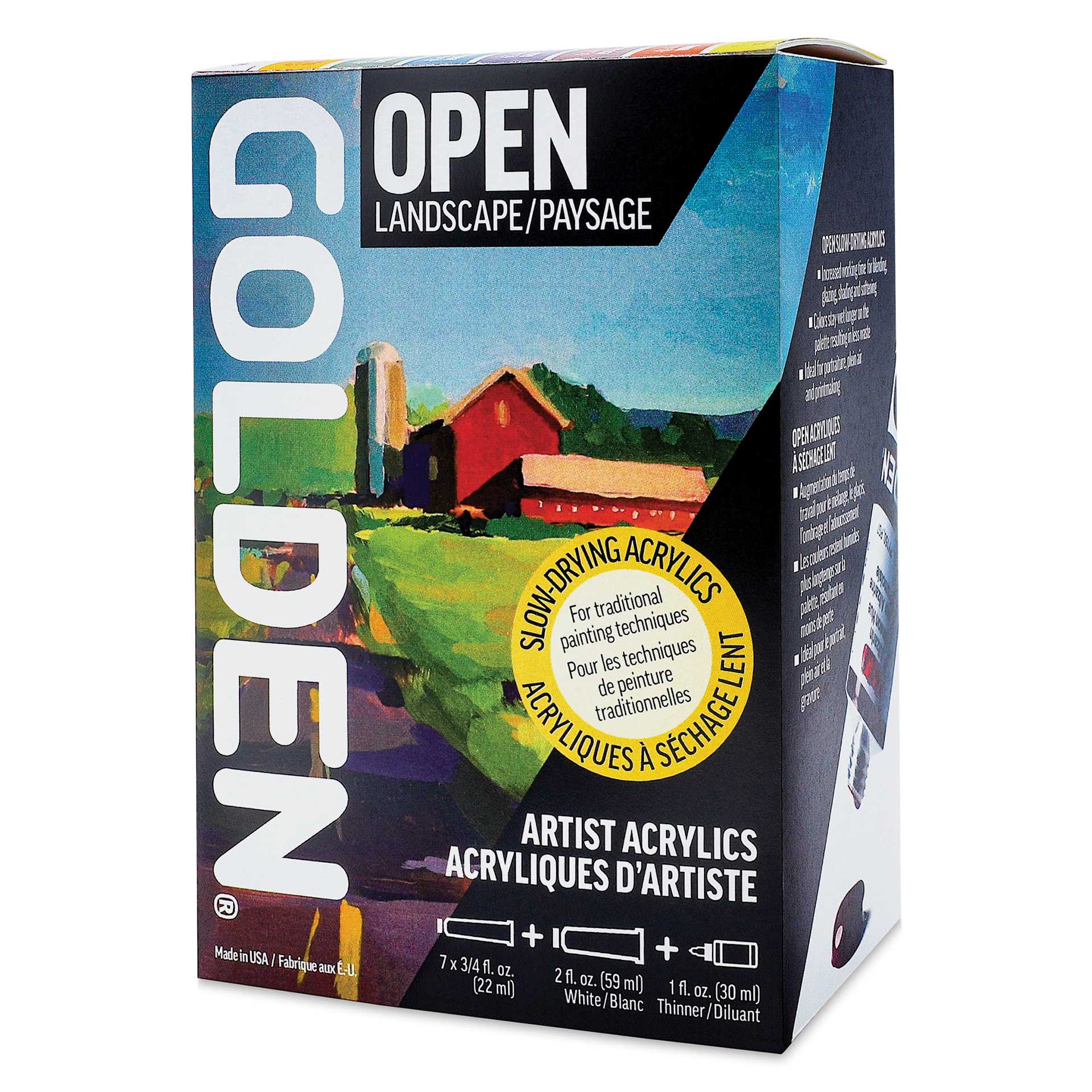 Golden Open Acrylics - Landscape Colors, Set of 7 with Thinner, 22 ml