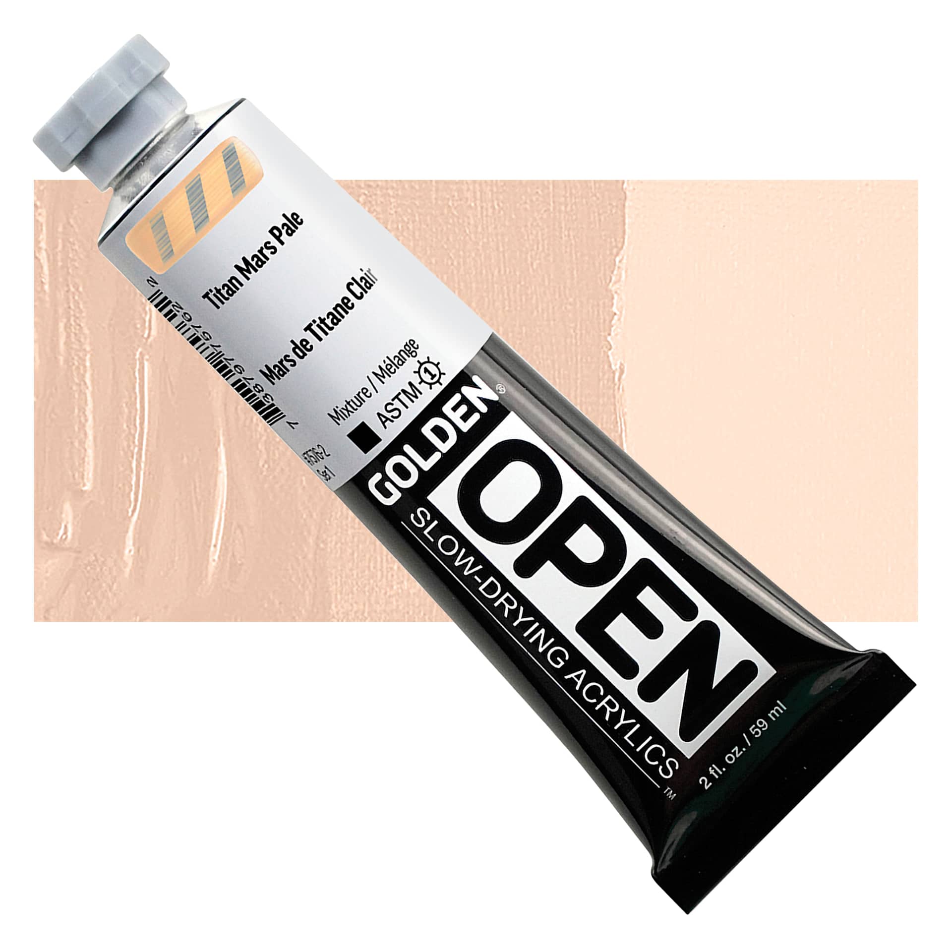 Golden Open Acrylics - Titan Mars Pale, 2 oz Tube and swatch