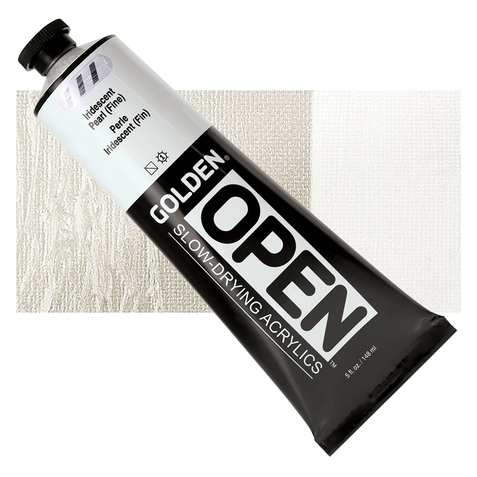 Golden Open Acrylic - Iridescent Pearl (Fine), 5 oz Tube and swatch