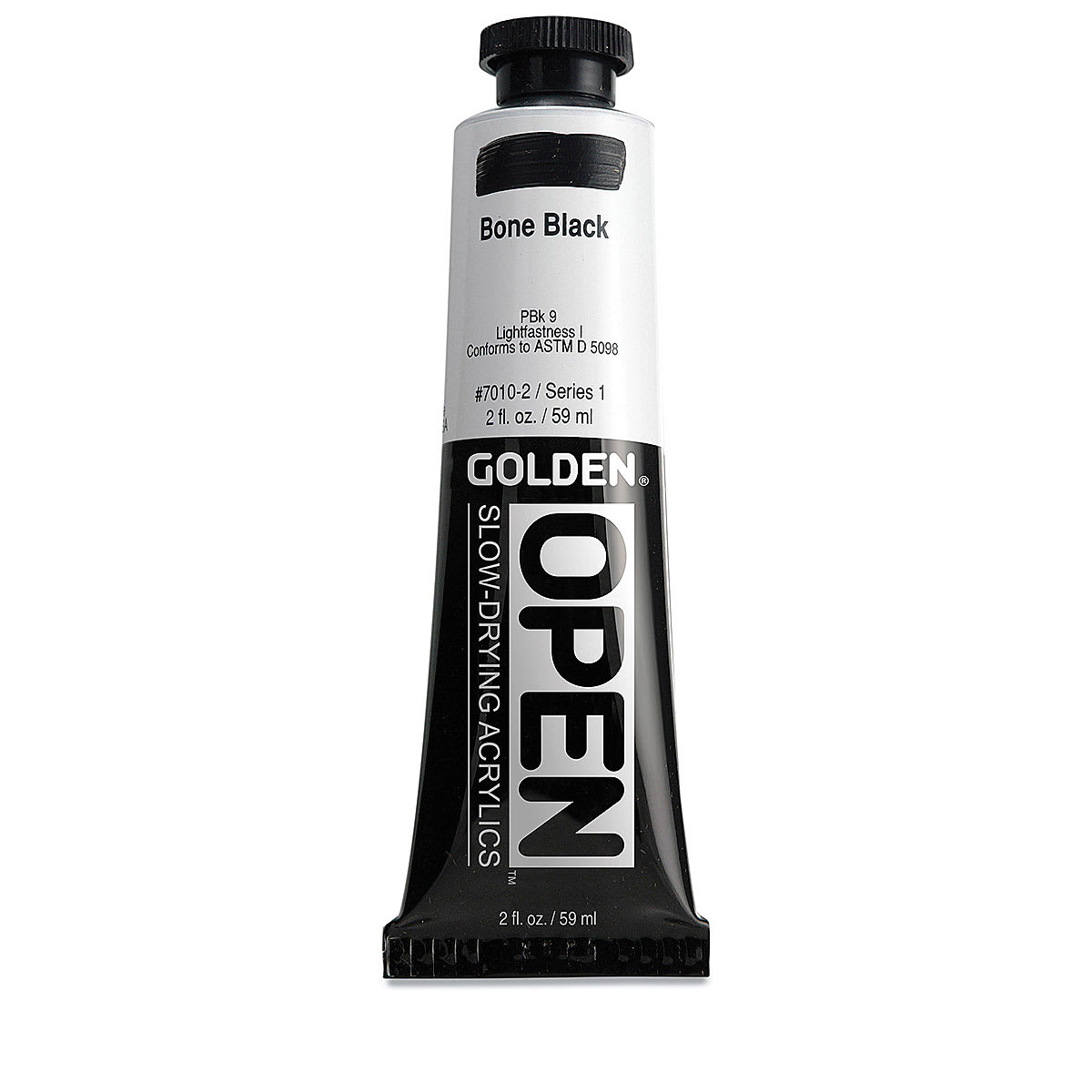 Golden Open Acrylics - Bone Black, 2 oz Tube