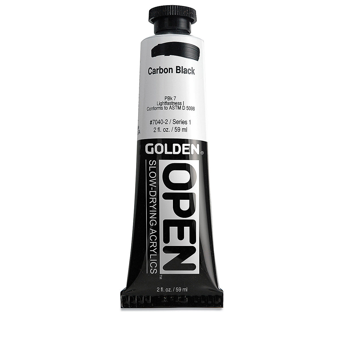 Golden Open Acrylics - Carbon Black, 2 oz Tube