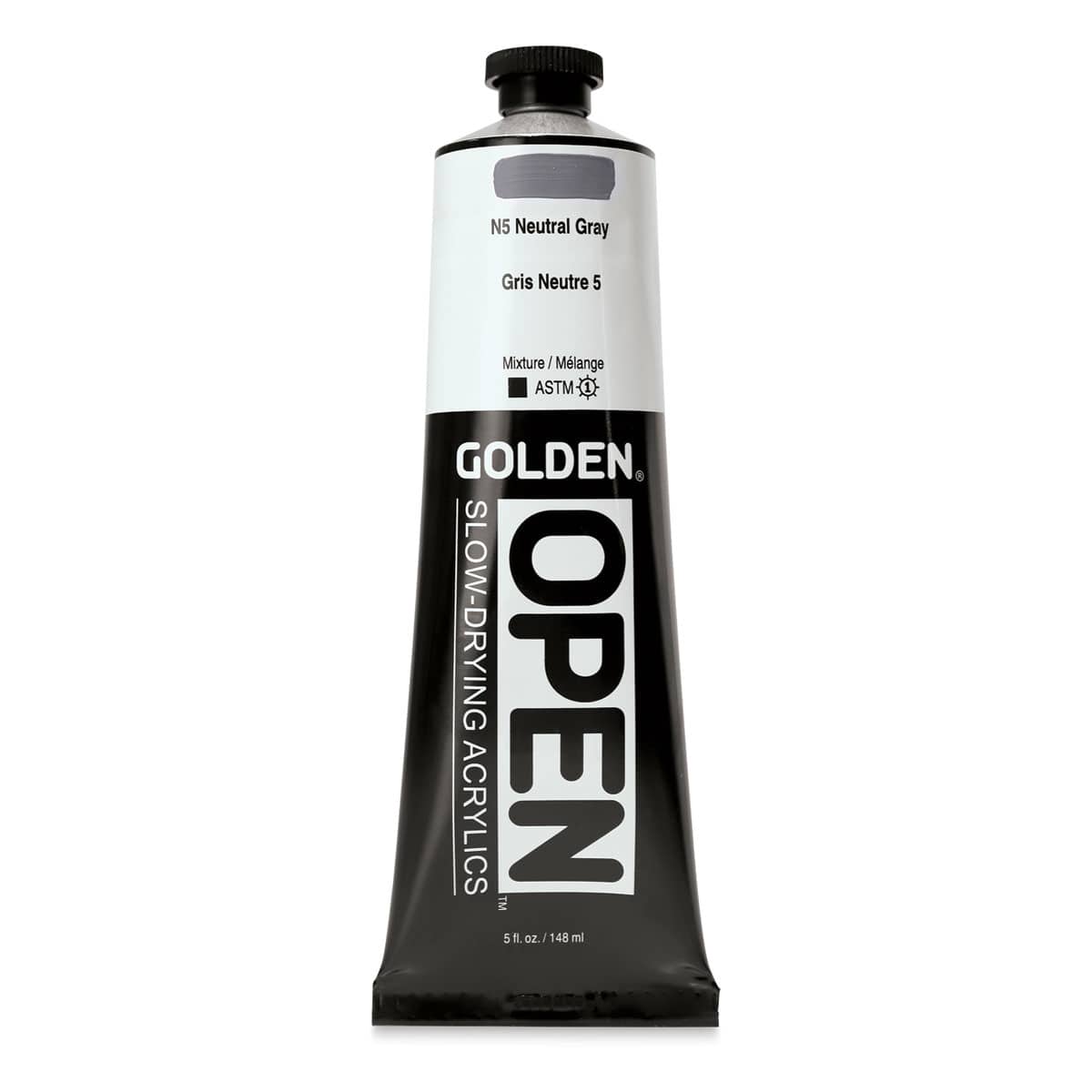 Golden Open Acrylics - Neutral Gray N5, 5 oz Tube