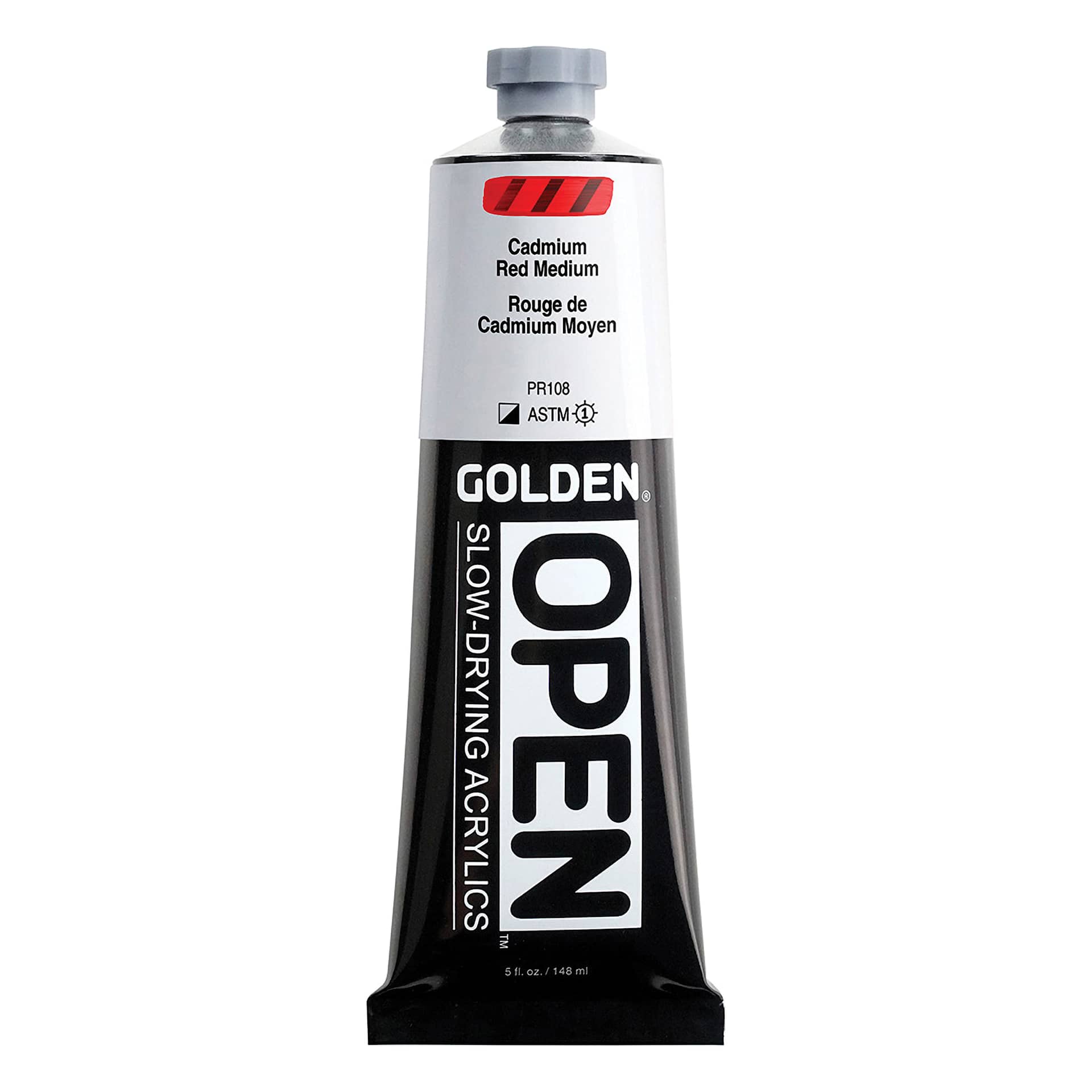 Golden Open Acrylics - Cadmium Red Medium, 5 oz Tube