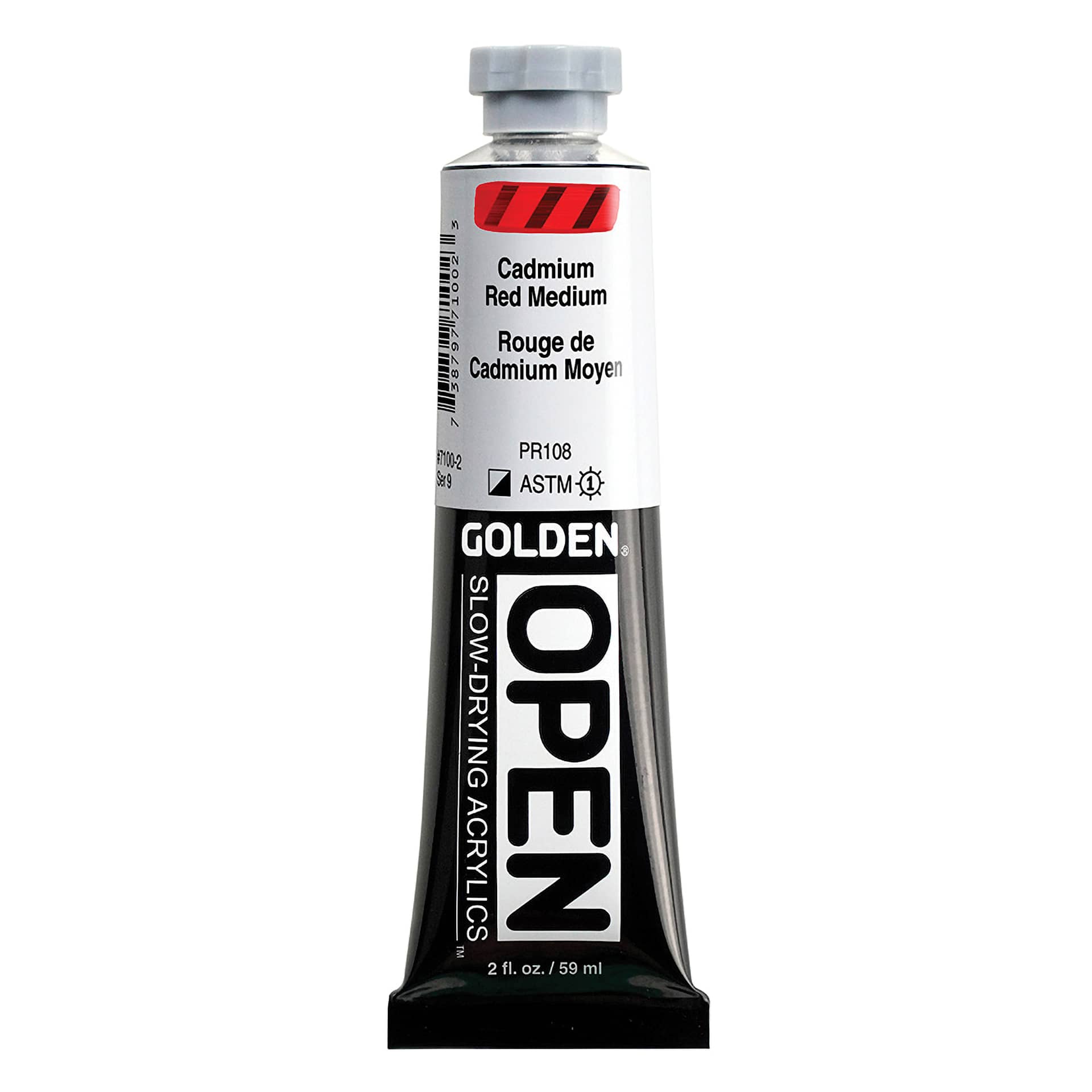 Golden Open Acrylics - Cadmium Red Medium, 2 oz Tube