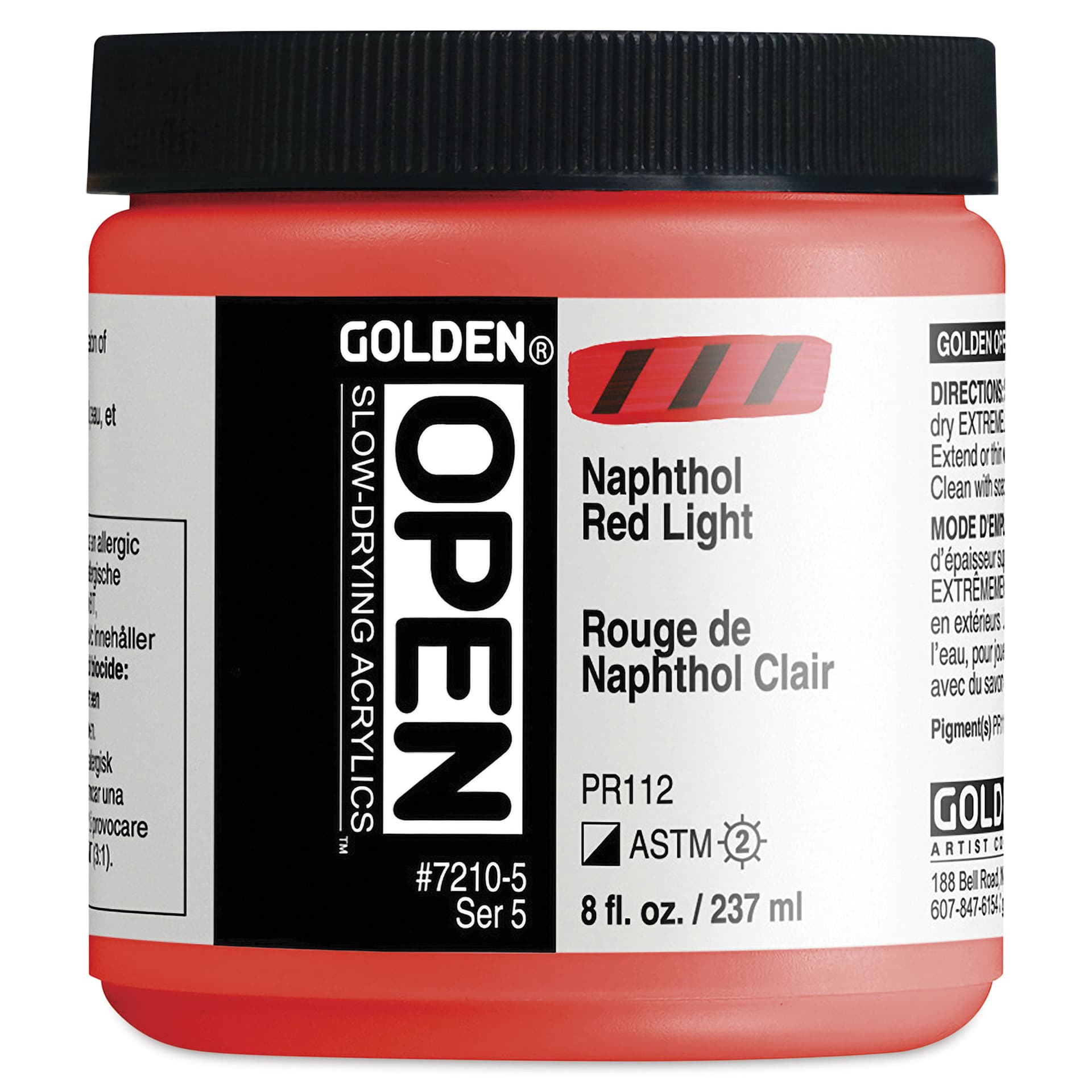 Golden Open Acrylics - Naphthol Red Light, 8 oz Jar